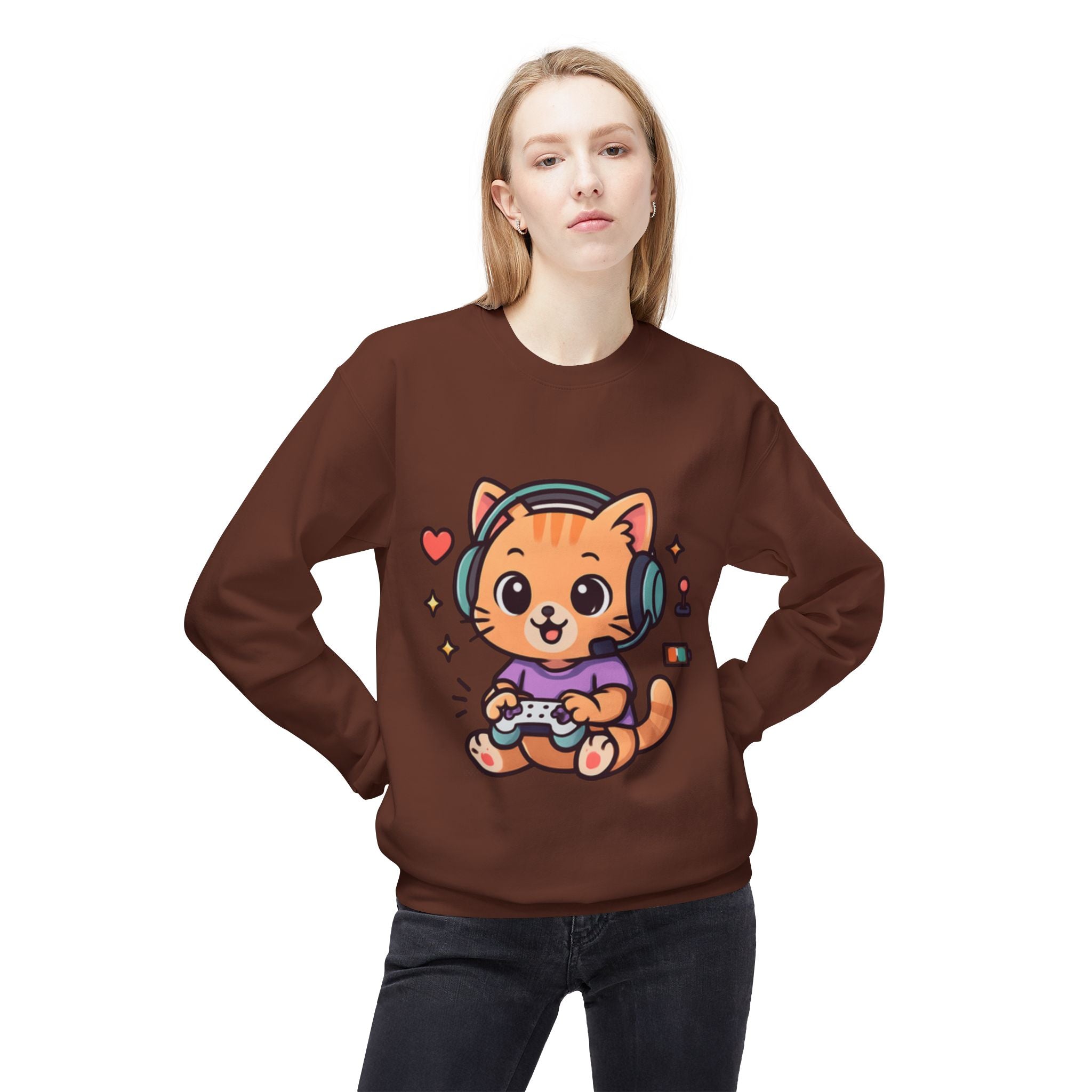Playful Gamer Cat -Sweatshirt