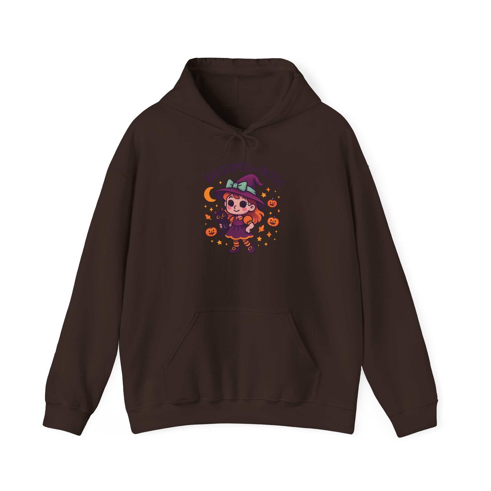 Hooded Sweatshirt Cute Halloween Witch with Cat