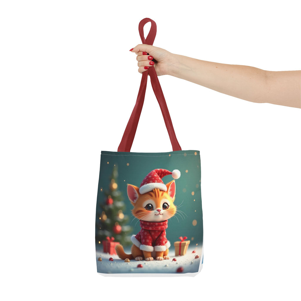 Christmas Tote Bag - Adorable Kitten and Snowman Design
