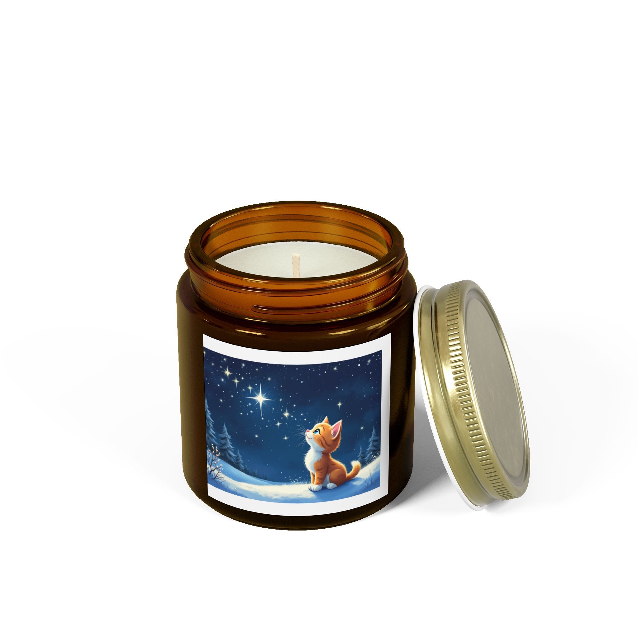 Scented Candle - Starry Night Kitten Design