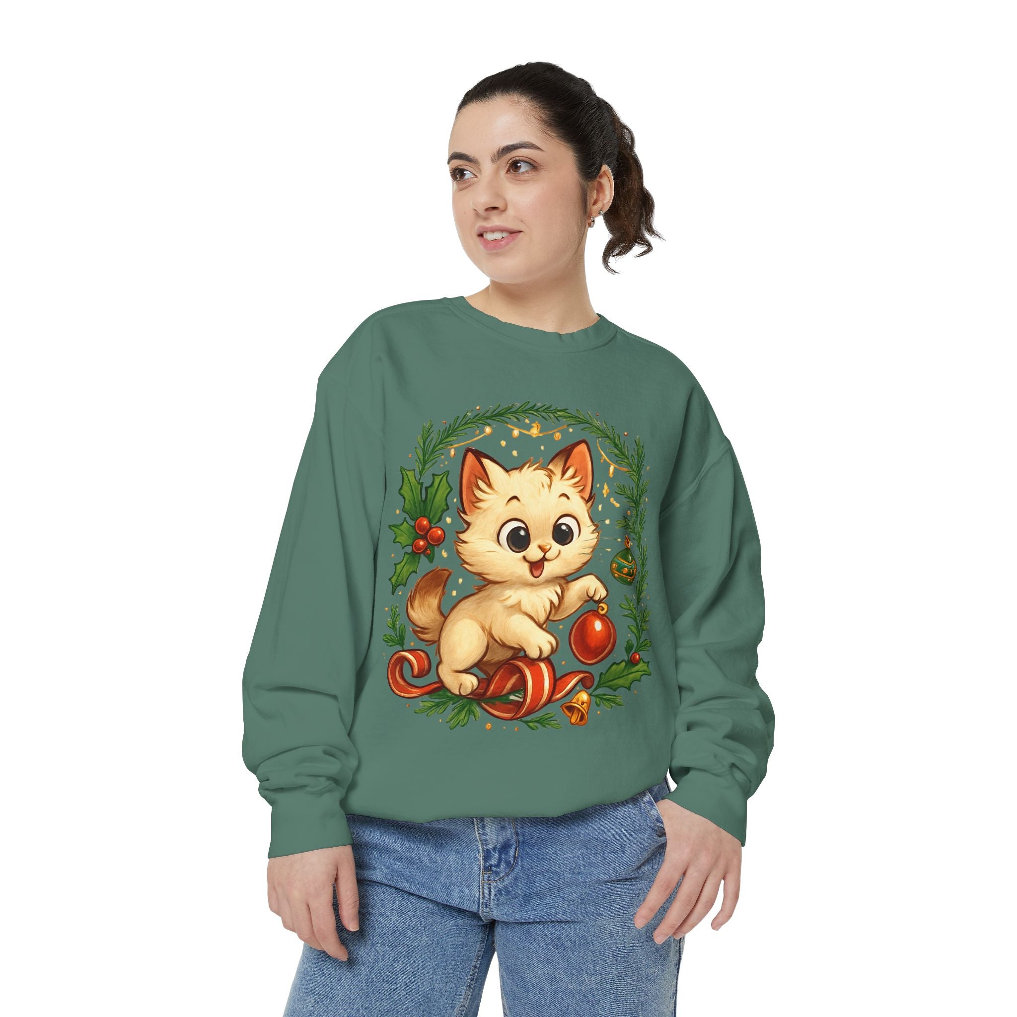 Adorable Cat, Christmas -Sweatshirt