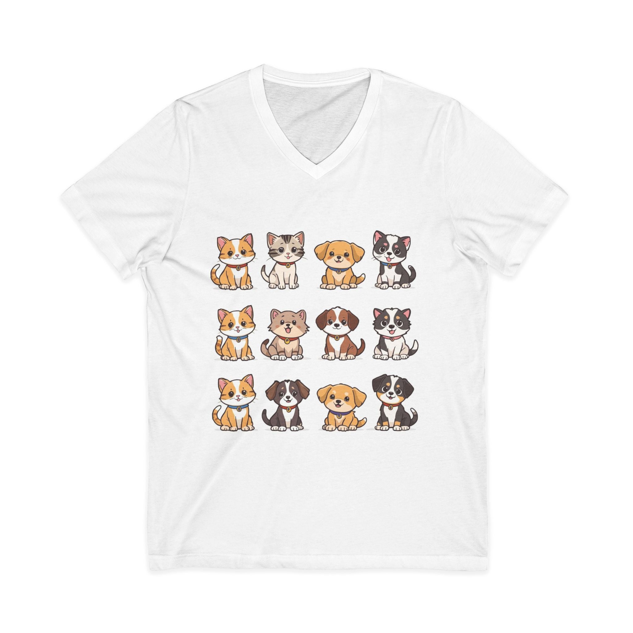 Pet Lover V-Neck Tee - Cute Kittens and Puppies T-shirt