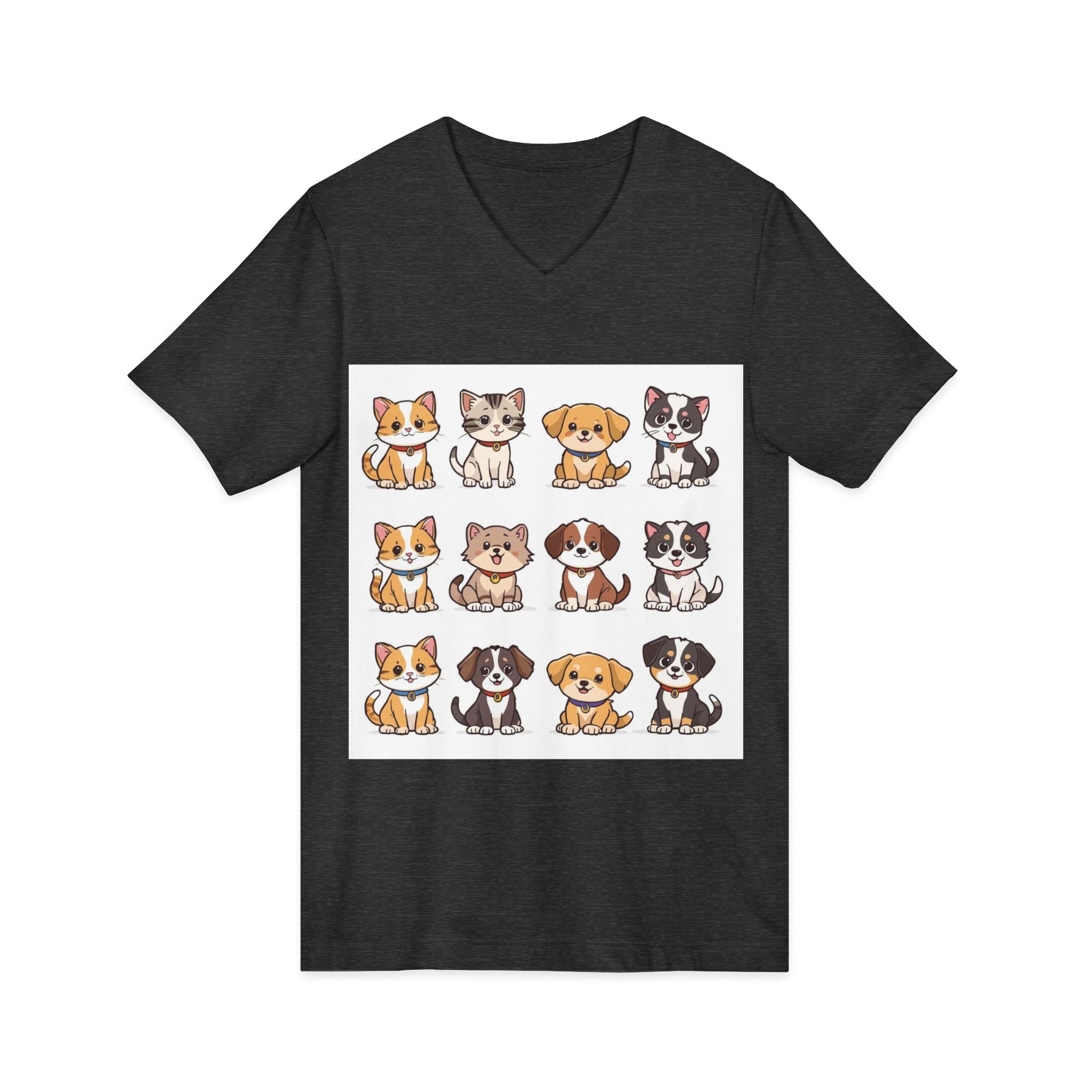 Pet Lover V-Neck Tee - Cute Kittens and Puppies T-shirt