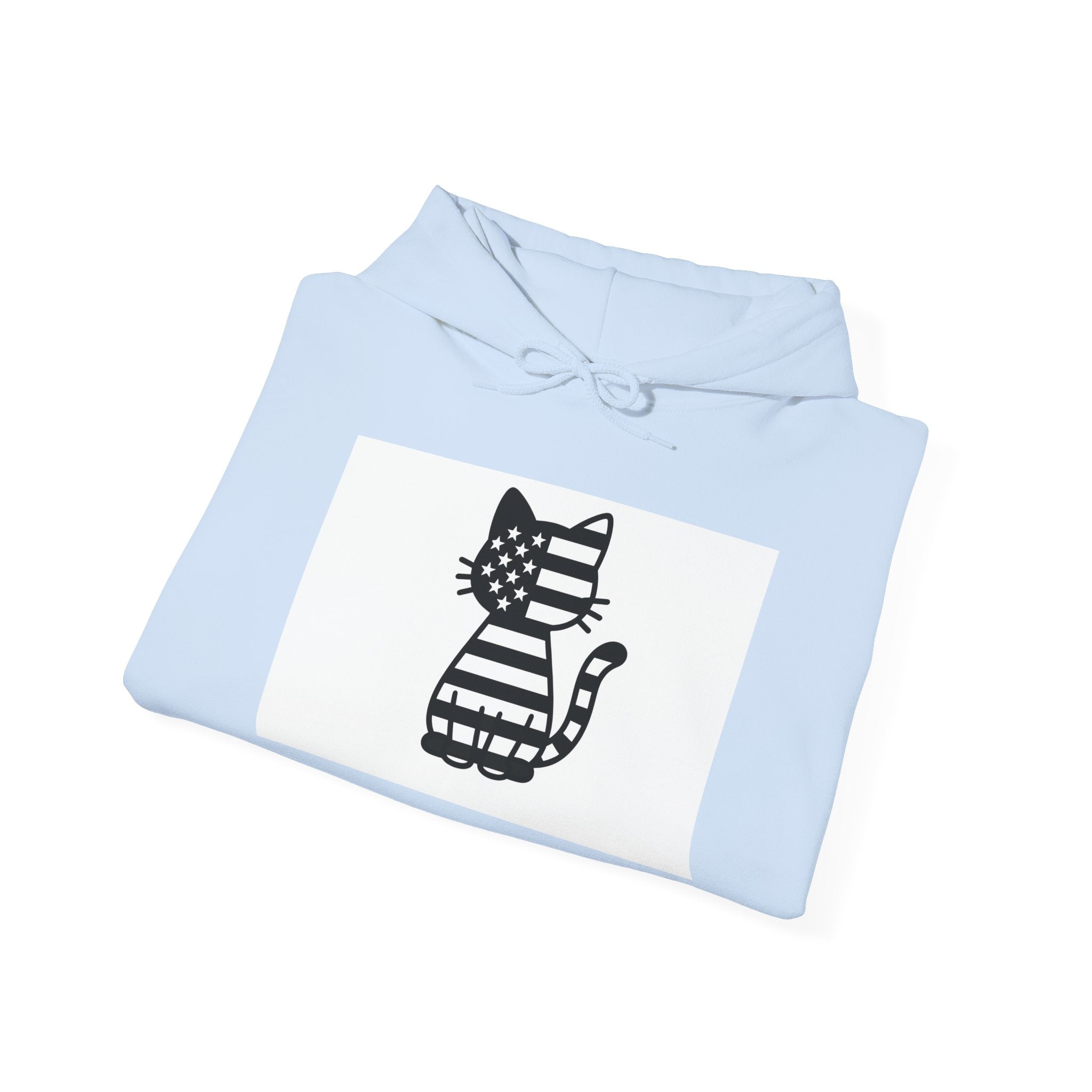 Patriotic Cat Hoodie, Cozy Cat Lover Sweatshirt, Cute Gift for Pet Owners, July 4th Apparel, Casual Everyday Wear