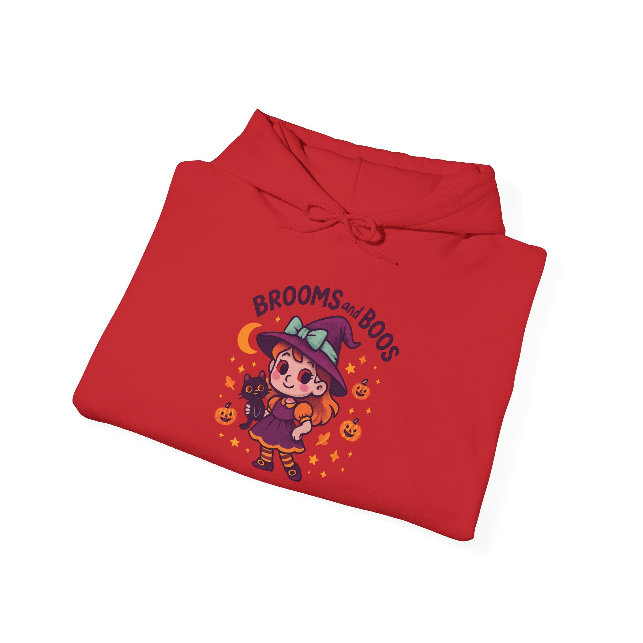 Hooded Sweatshirt Cute Halloween Witch with Cat