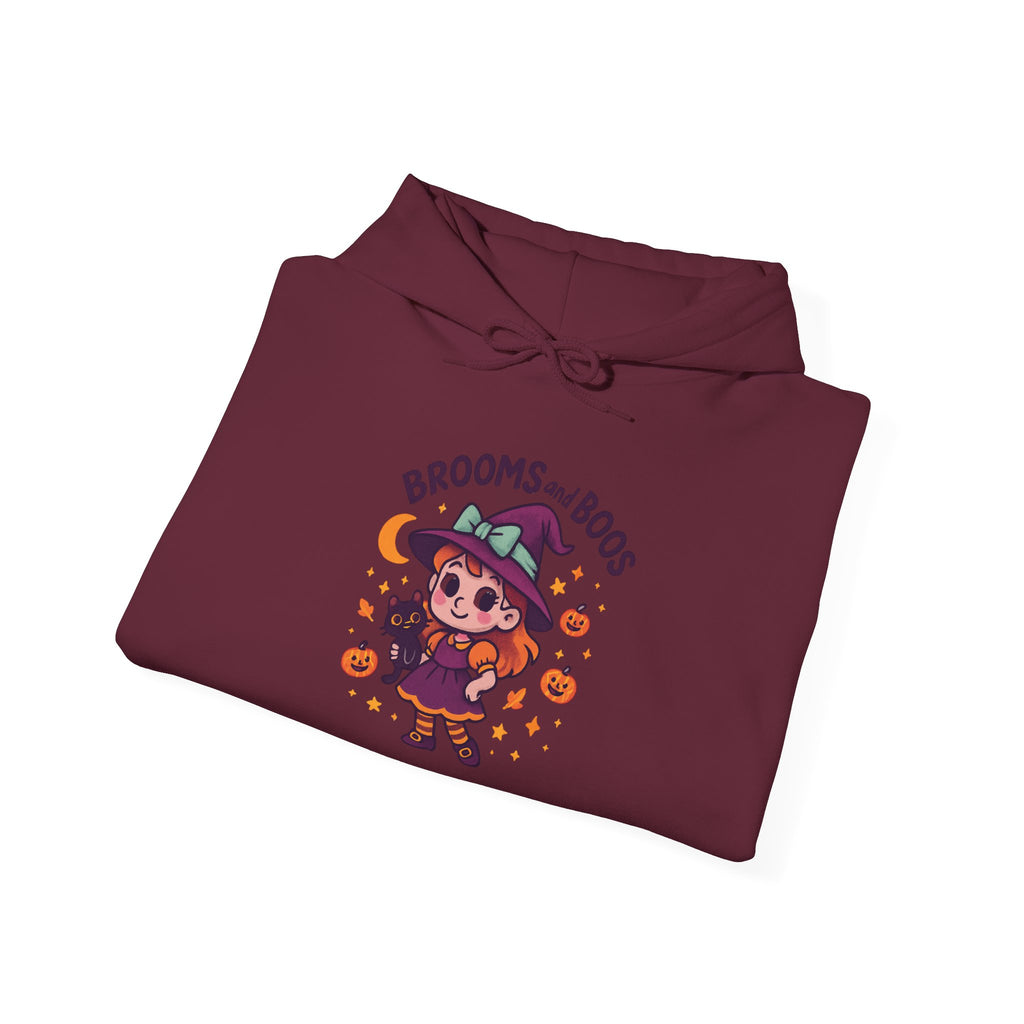 Hooded Sweatshirt Cute Halloween Witch with Cat