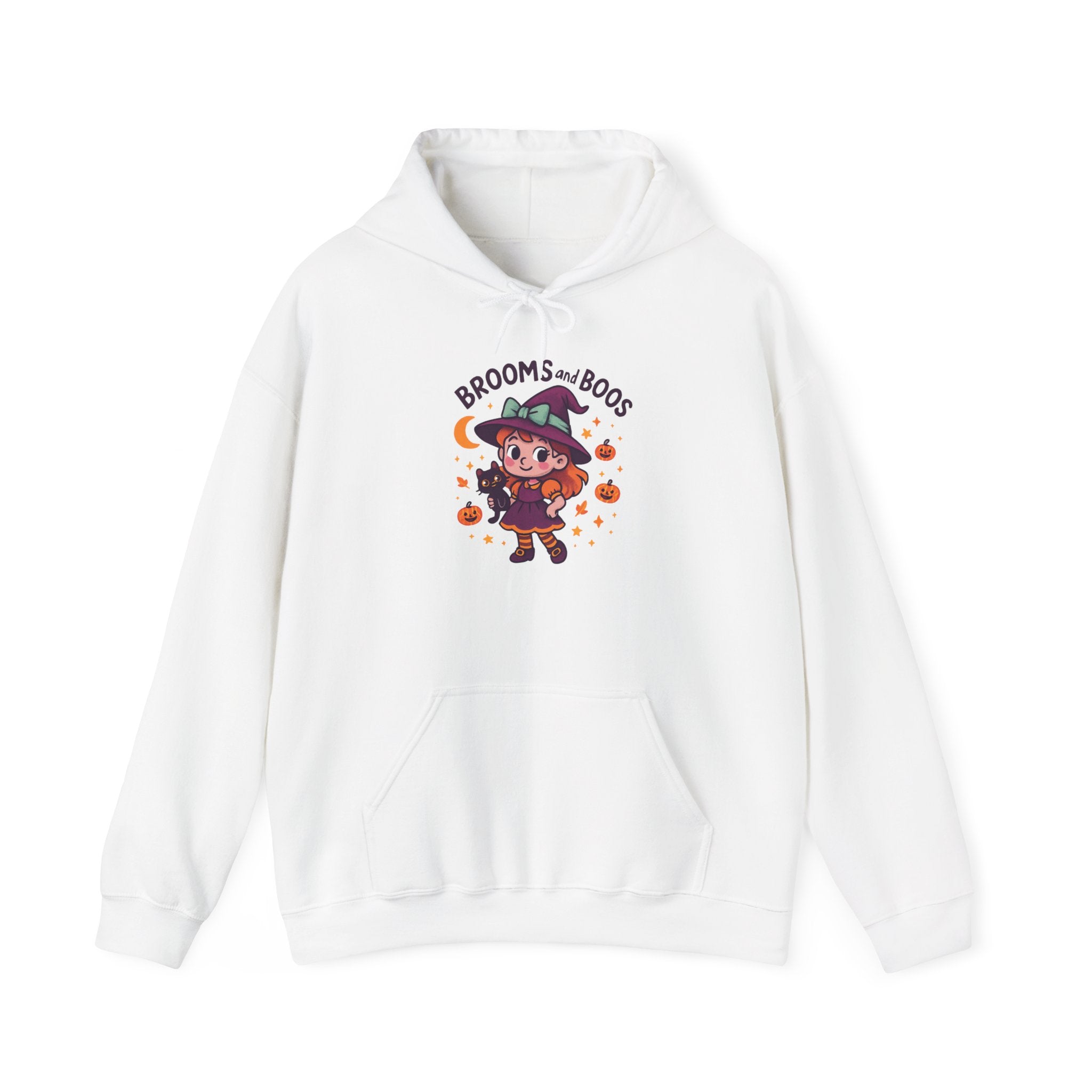 Hooded Sweatshirt Cute Halloween Witch with Cat