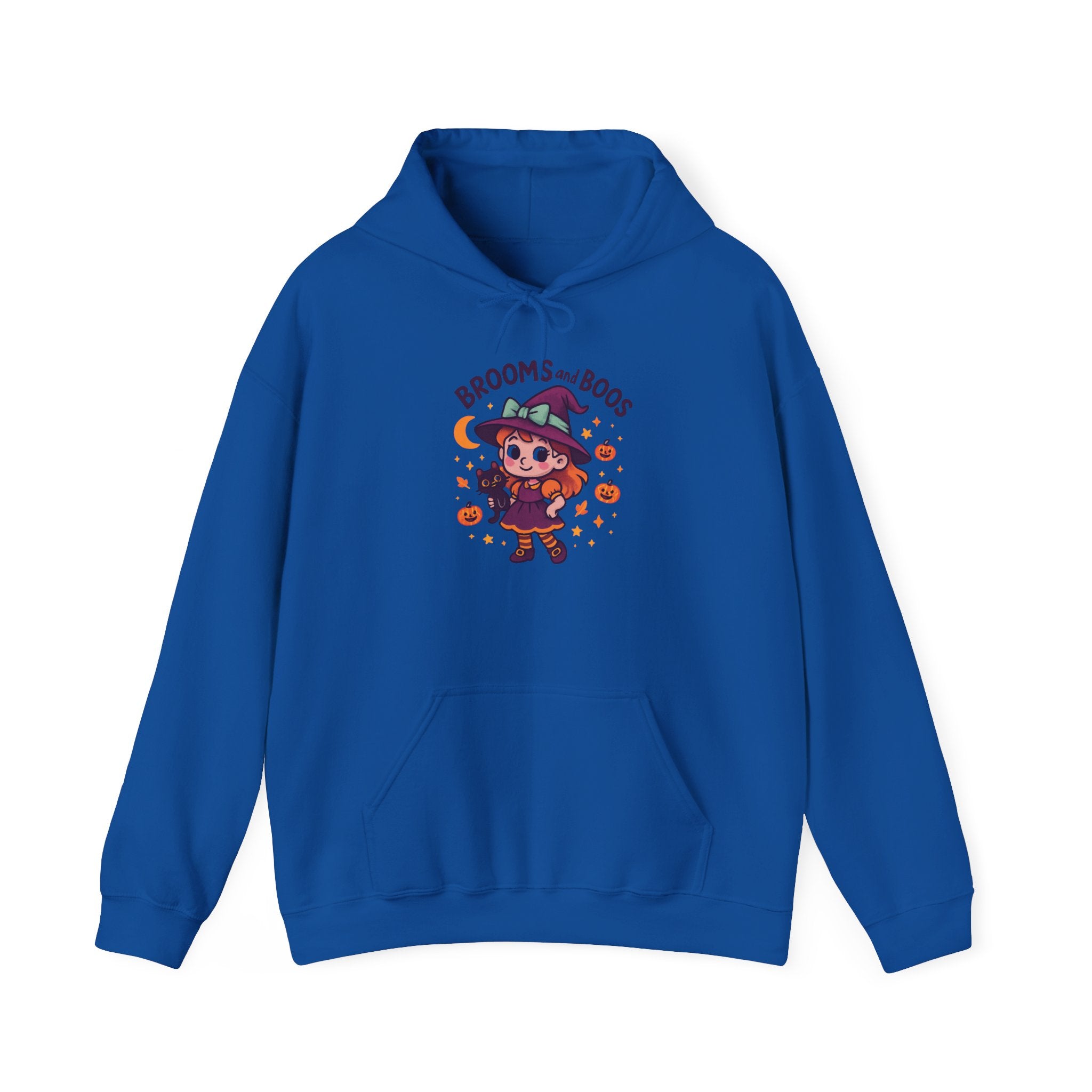 Hooded Sweatshirt Cute Halloween Witch with Cat
