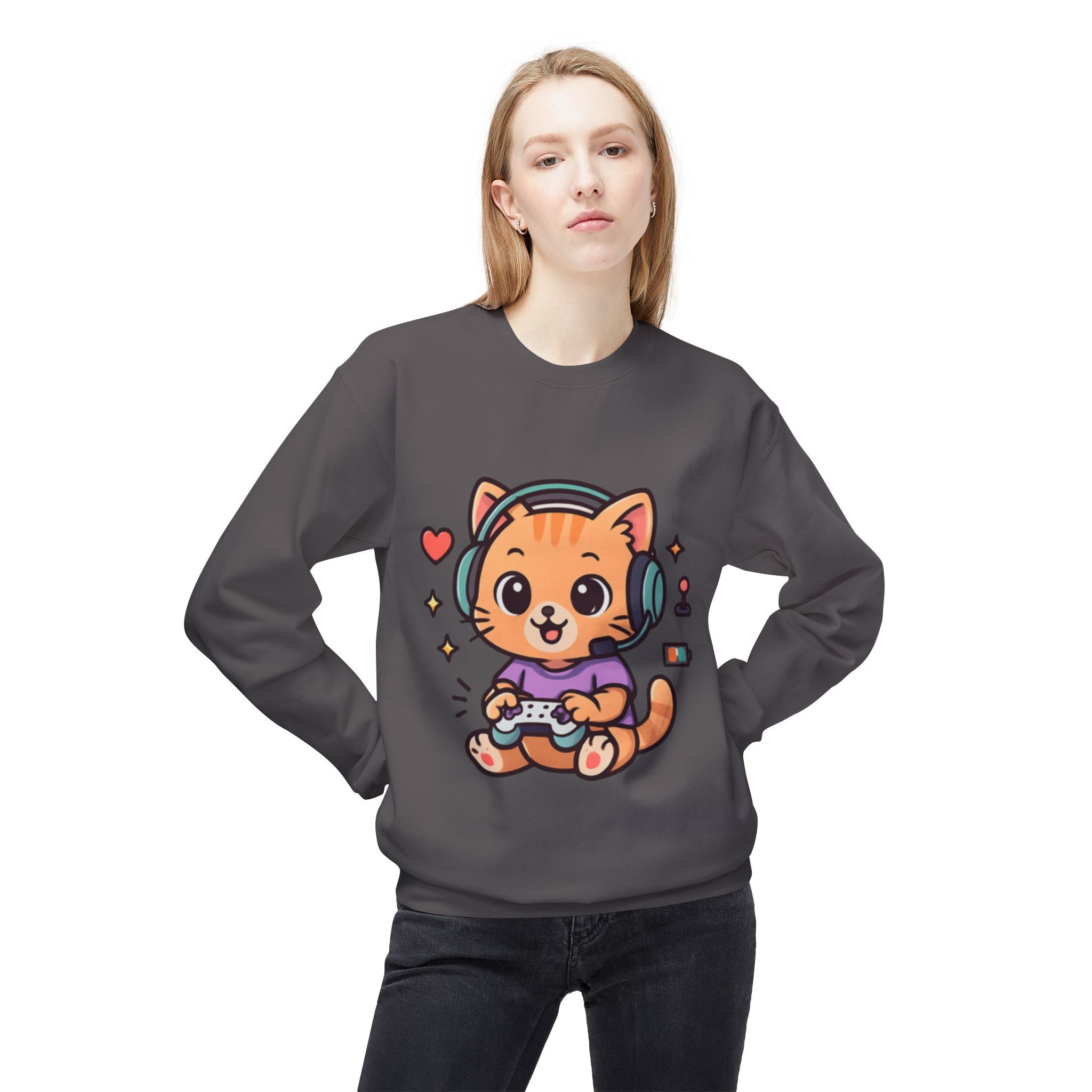 Playful Gamer Cat -Sweatshirt