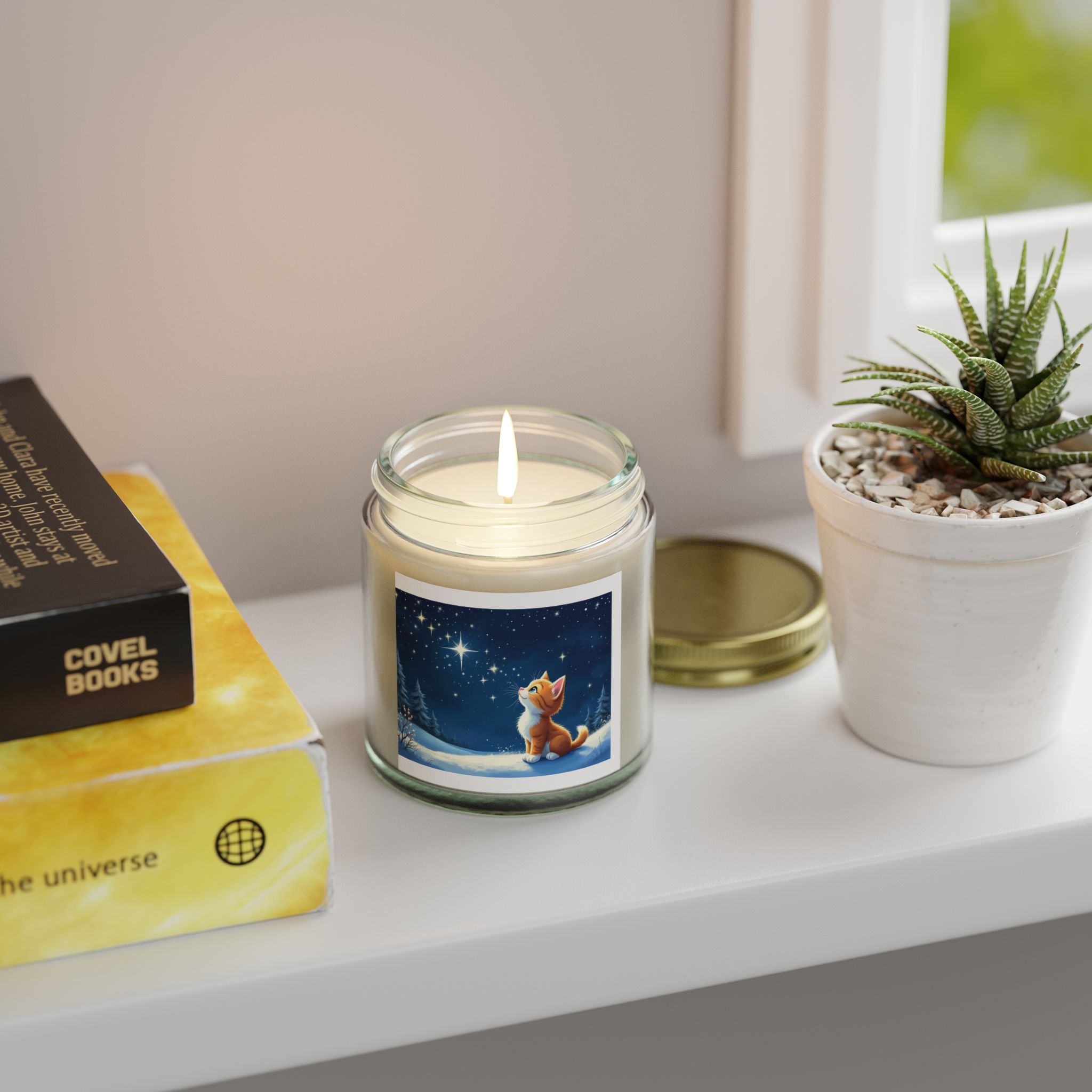 Scented Candle - Starry Night Kitten Design