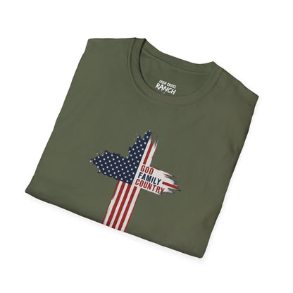 Cross flag, God, Family, Country