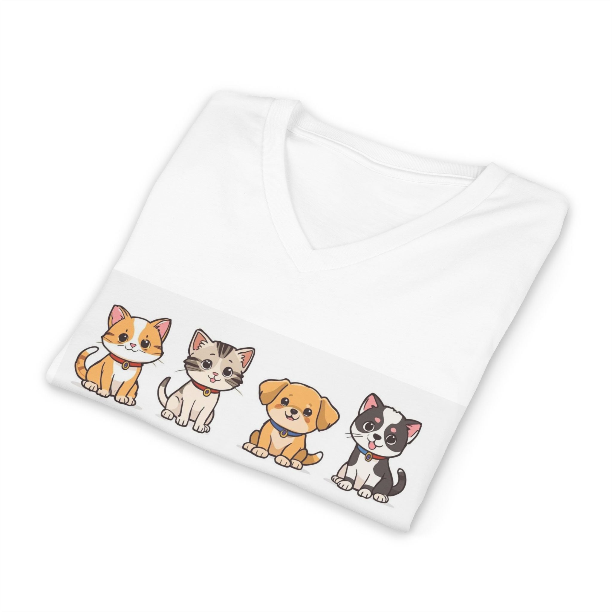 Pet Lover V-Neck Tee - Cute Kittens and Puppies T-shirt