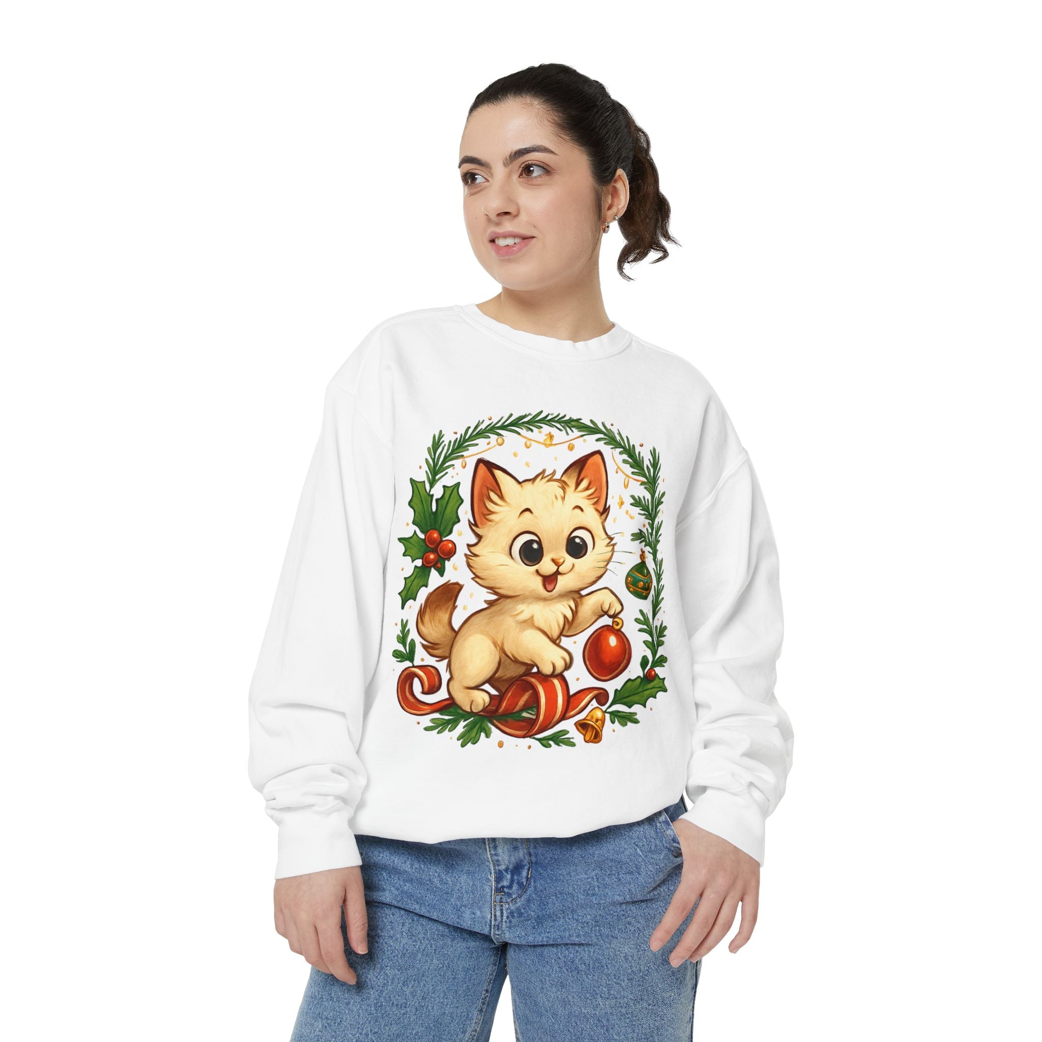 Adorable Cat, Christmas -Sweatshirt