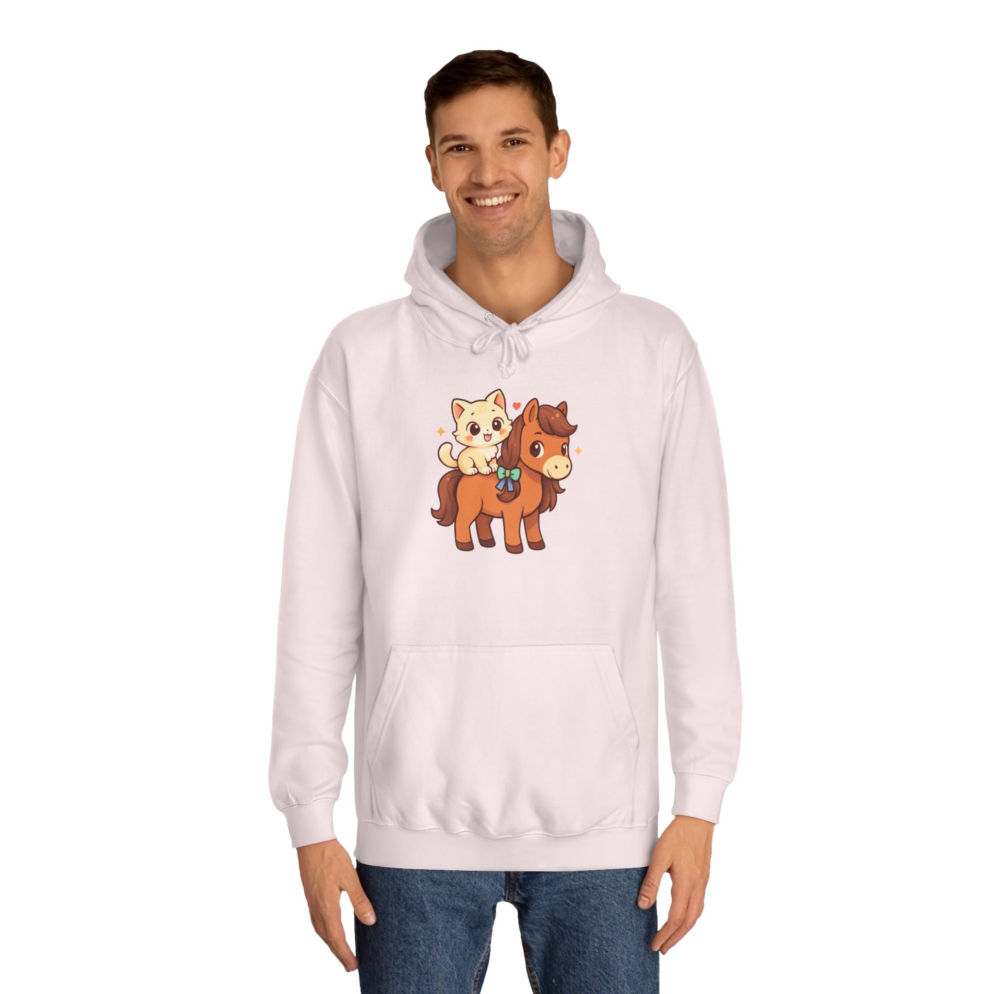 Animal Print Hoodie - Cute Kitten and Horse Design