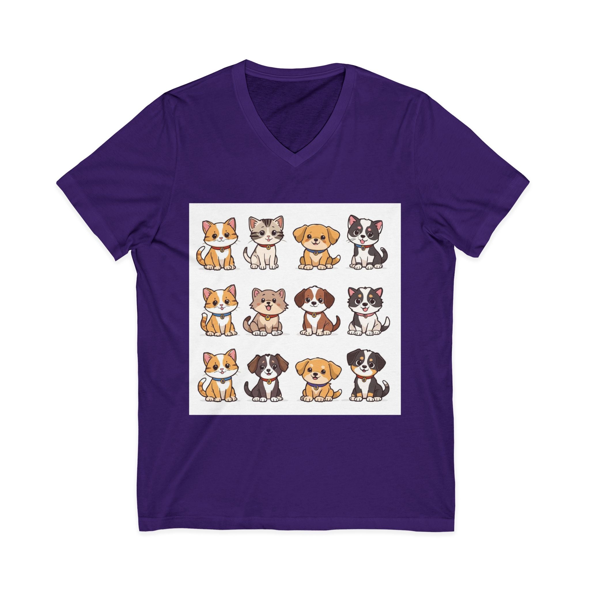 Pet Lover V-Neck Tee - Cute Kittens and Puppies T-shirt