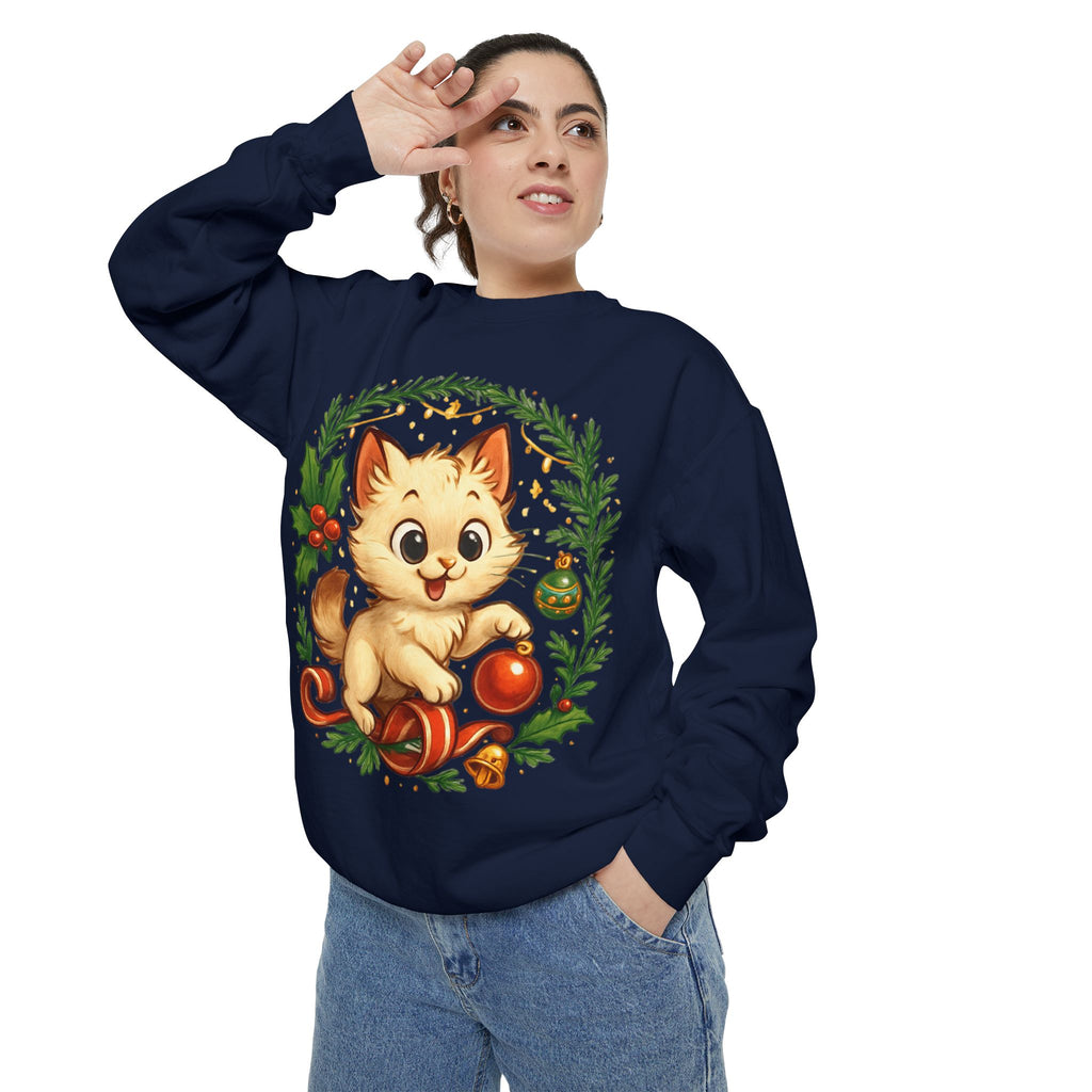 Adorable Cat, Christmas -Sweatshirt