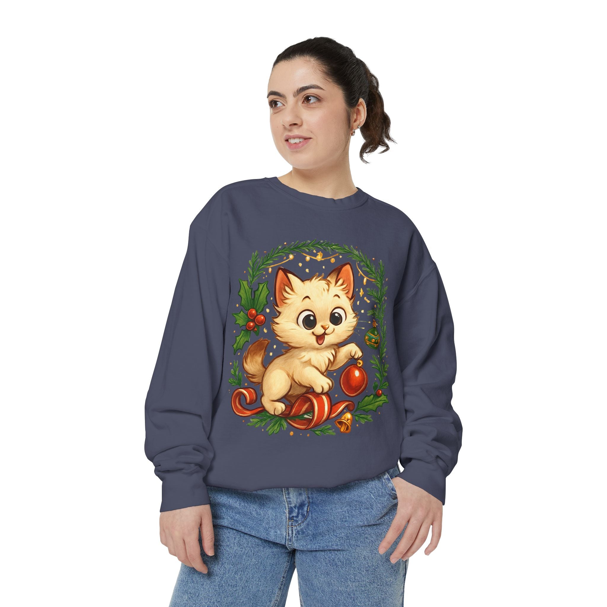 Adorable Cat, Christmas -Sweatshirt