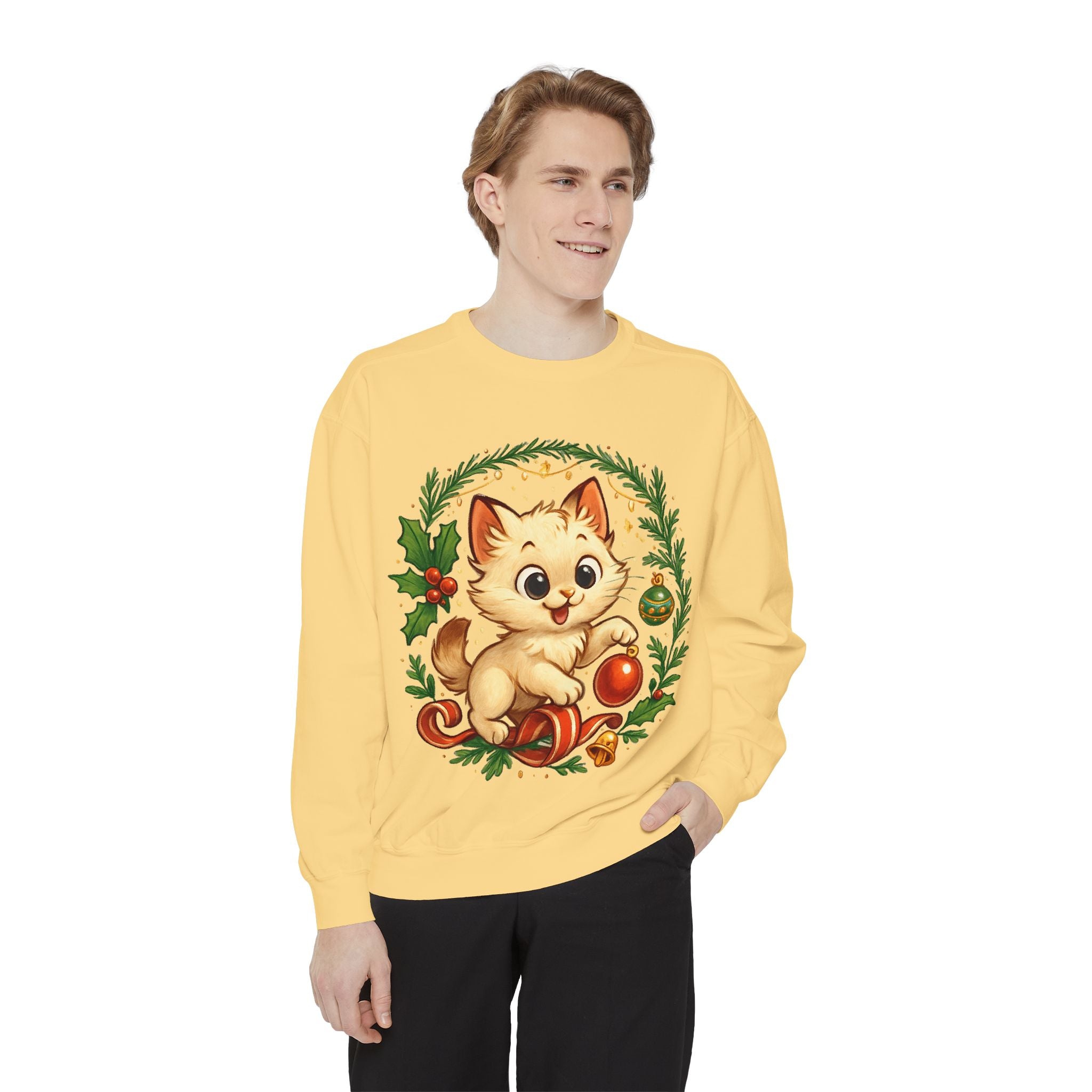 Adorable Cat, Christmas -Sweatshirt
