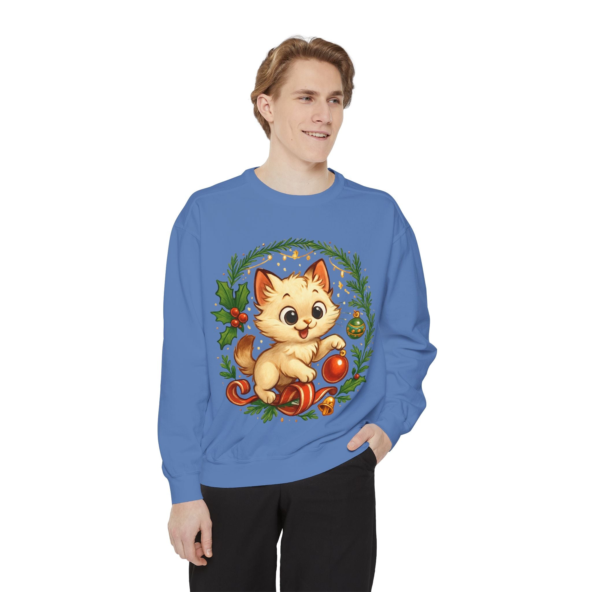 Adorable Cat, Christmas -Sweatshirt
