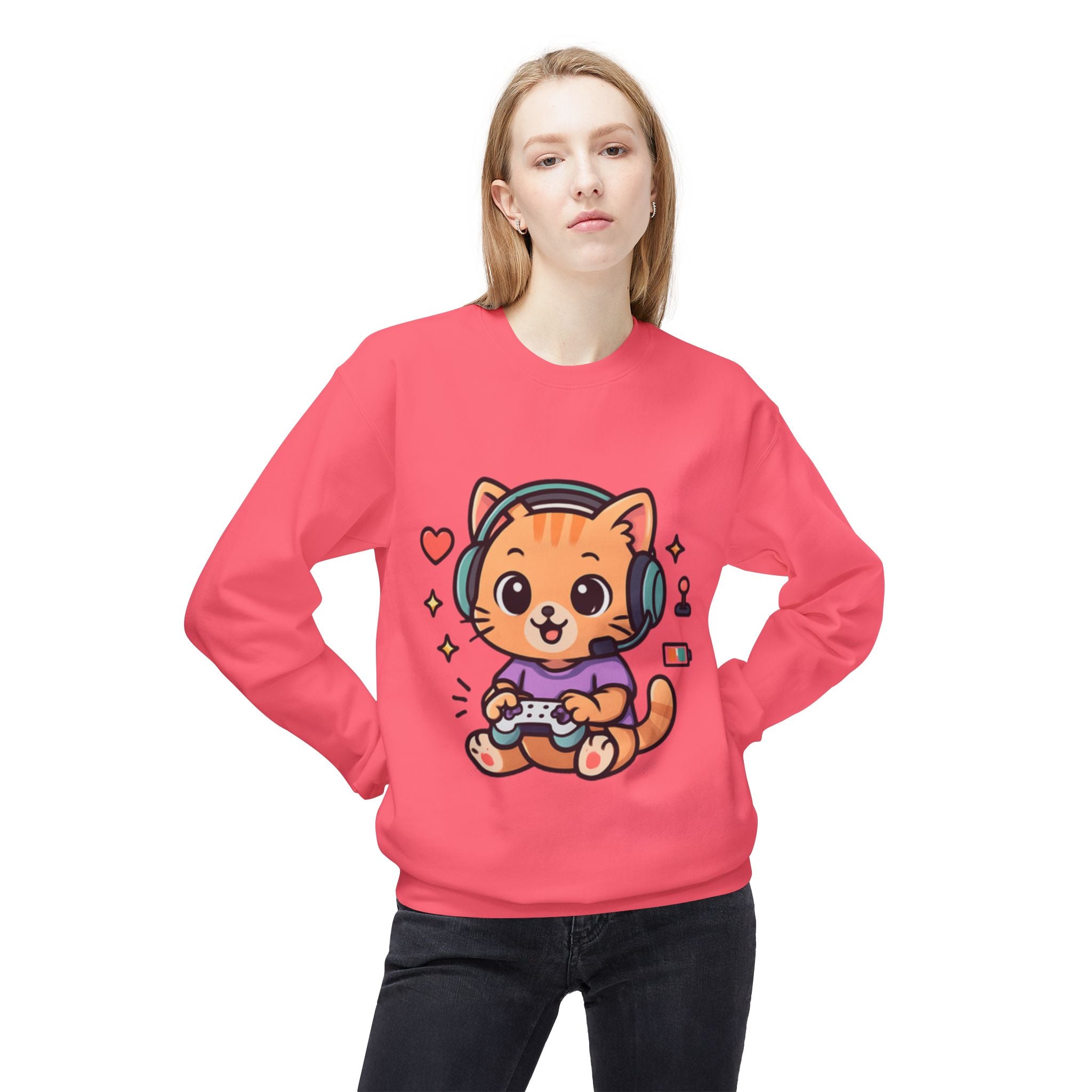 Playful Gamer Cat -Sweatshirt