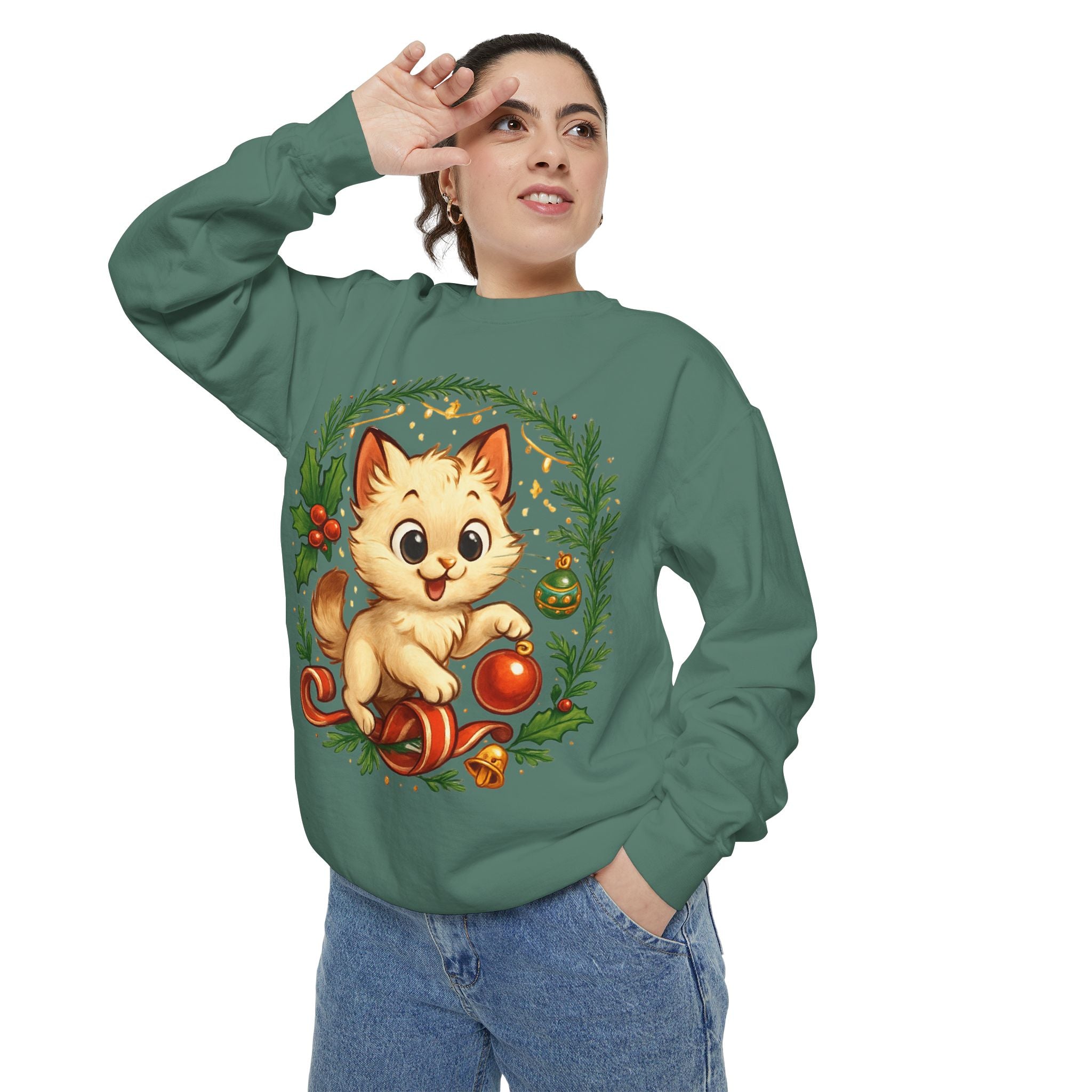 Adorable Cat, Christmas -Sweatshirt