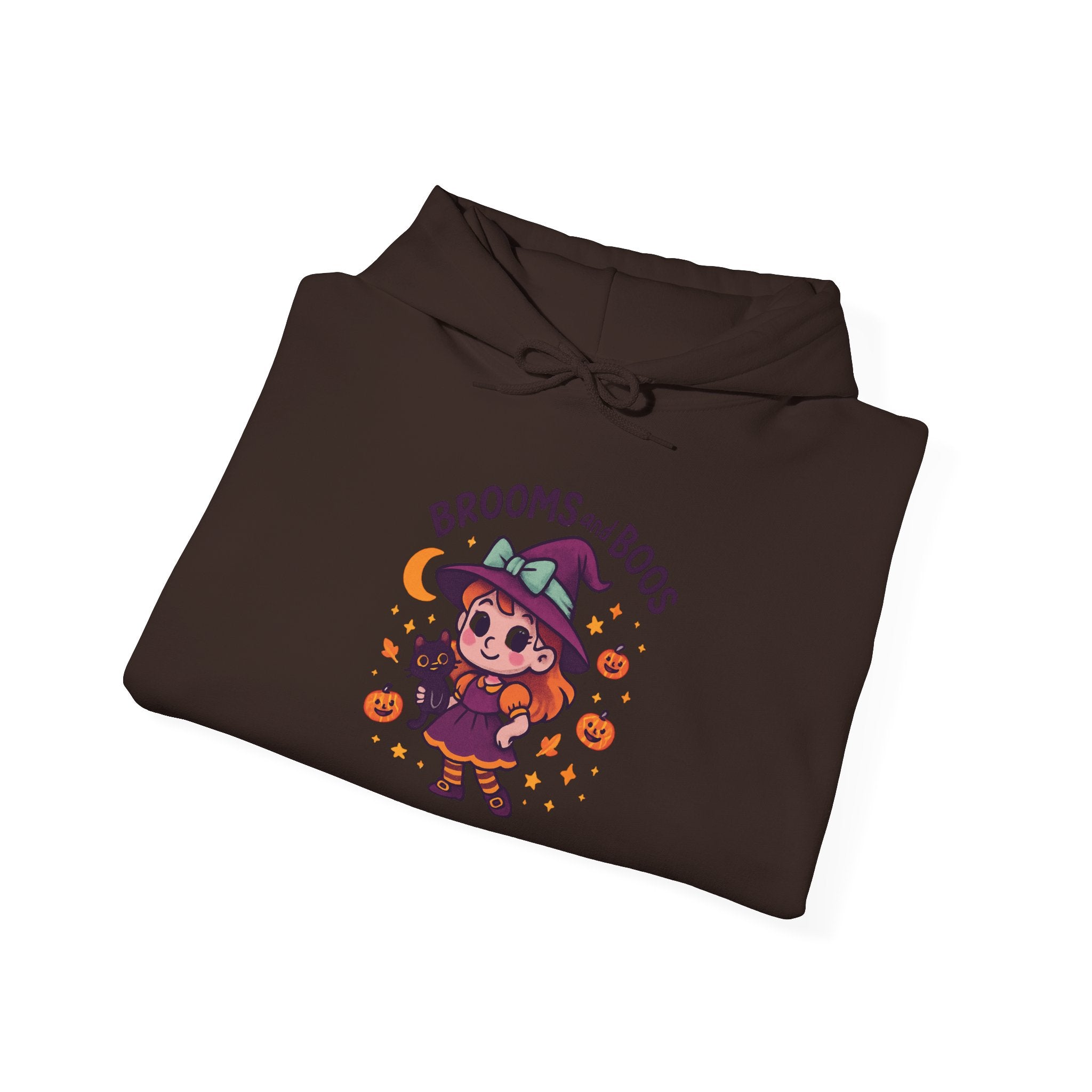 Hooded Sweatshirt Cute Halloween Witch with Cat