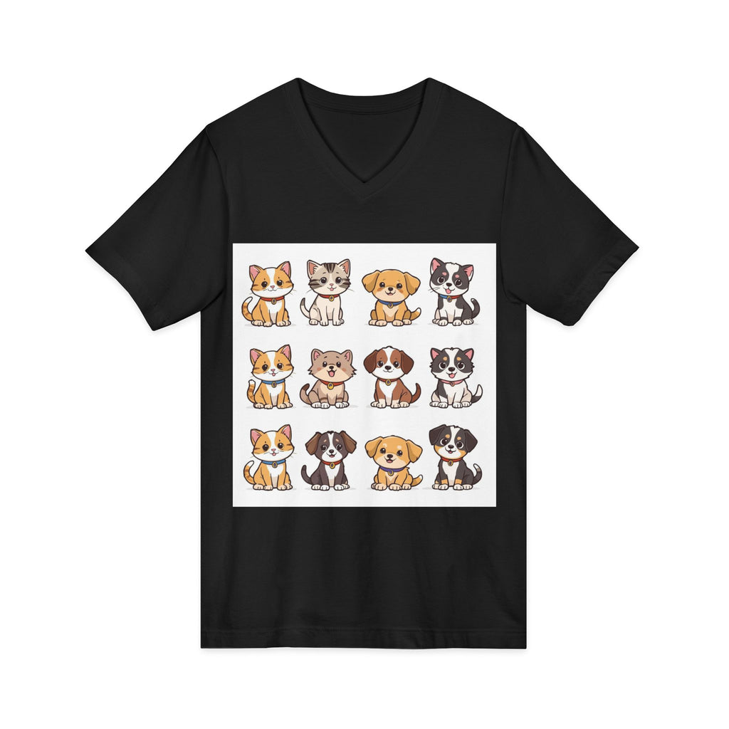 Pet Lover V-Neck Tee - Cute Kittens and Puppies T-shirt