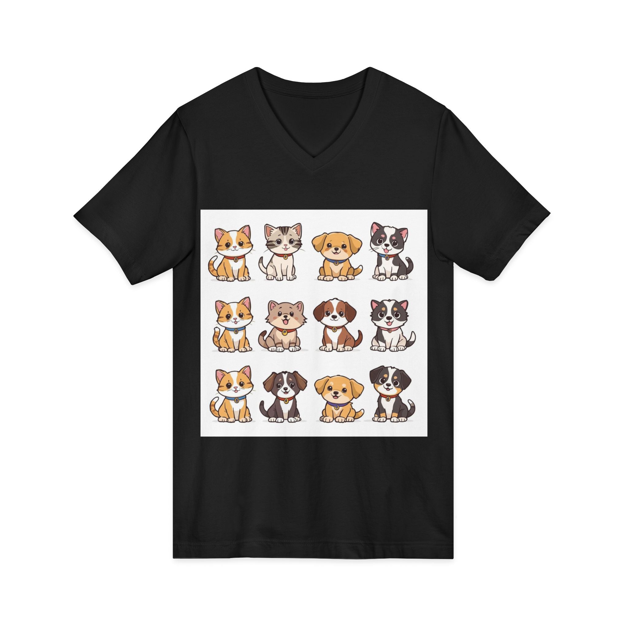Pet Lover V-Neck Tee - Cute Kittens and Puppies T-shirt