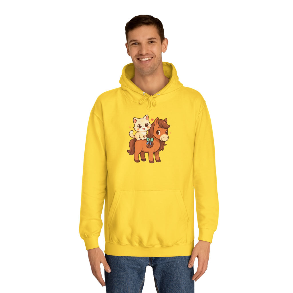 Animal Print Hoodie - Cute Kitten and Horse Design