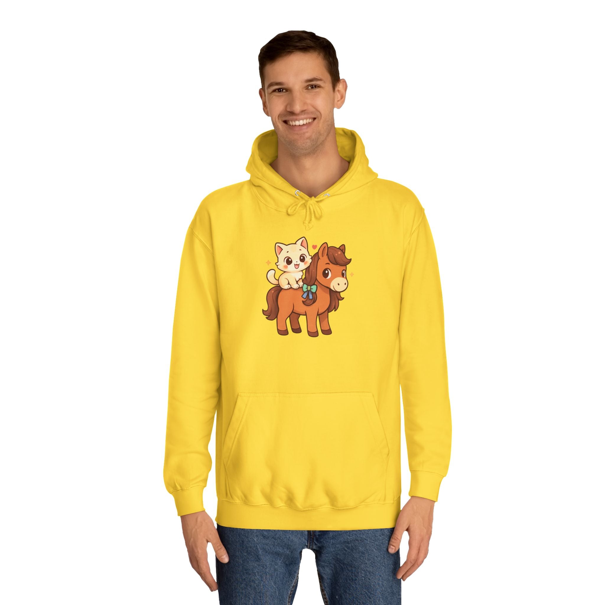 Animal Print Hoodie - Cute Kitten and Horse Design