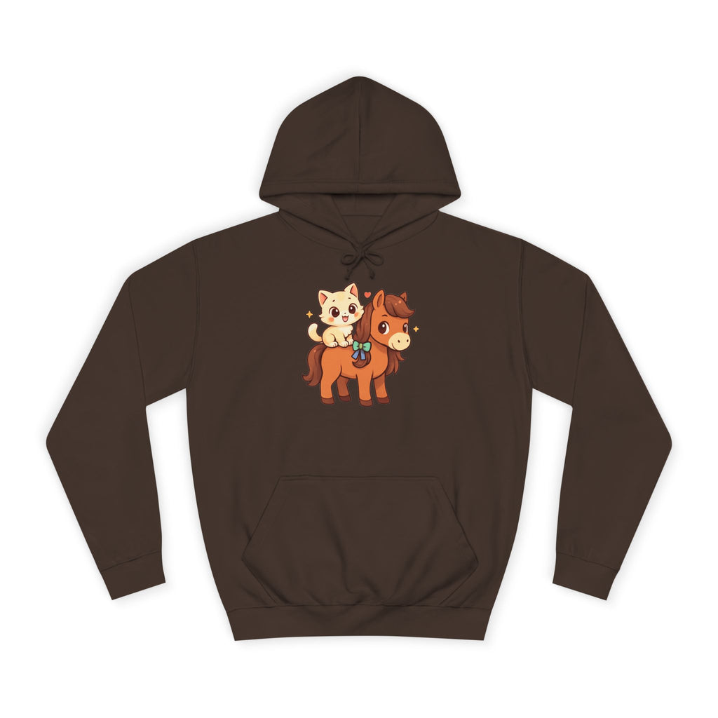 Animal Print Hoodie - Cute Kitten and Horse Design