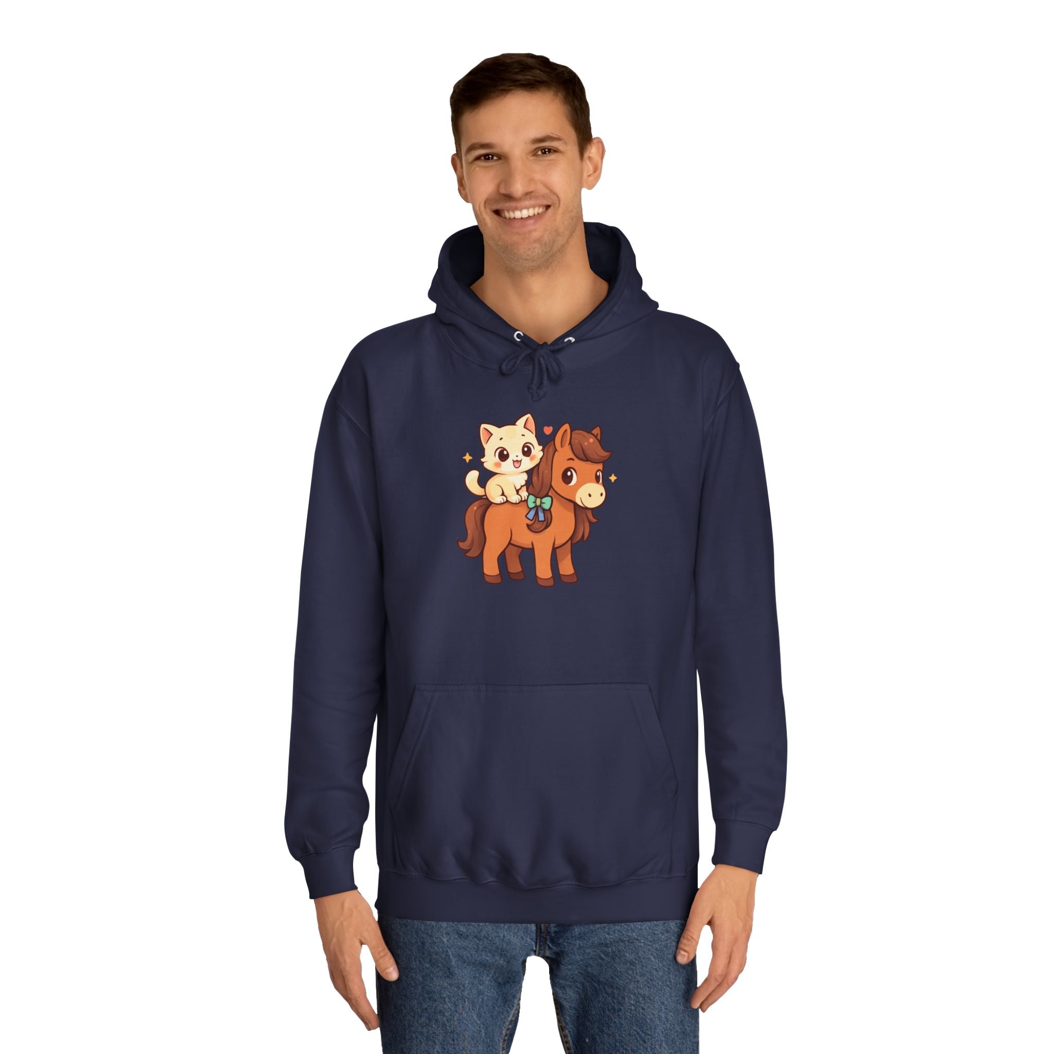 Animal Print Hoodie - Cute Kitten and Horse Design