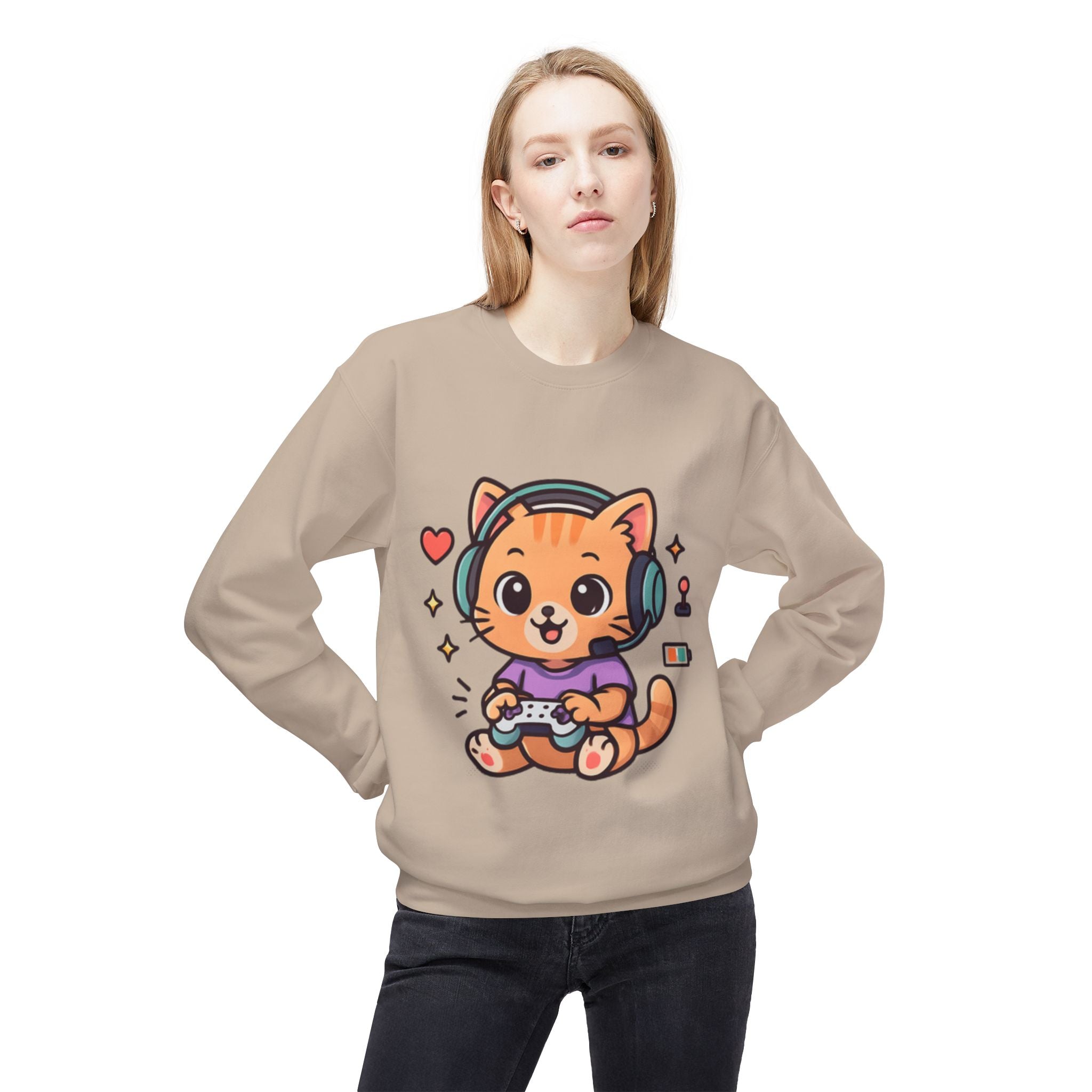 Playful Gamer Cat -Sweatshirt