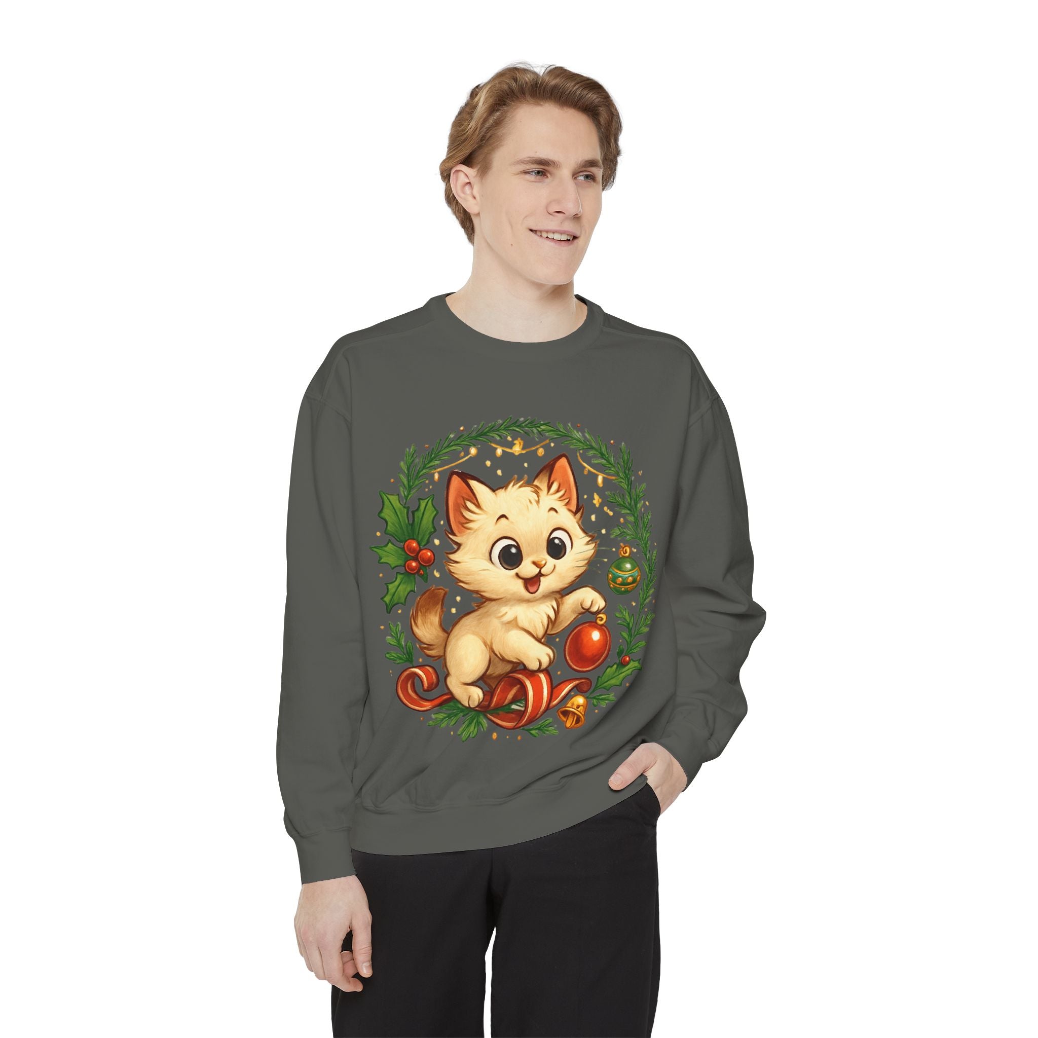 Adorable Cat, Christmas -Sweatshirt