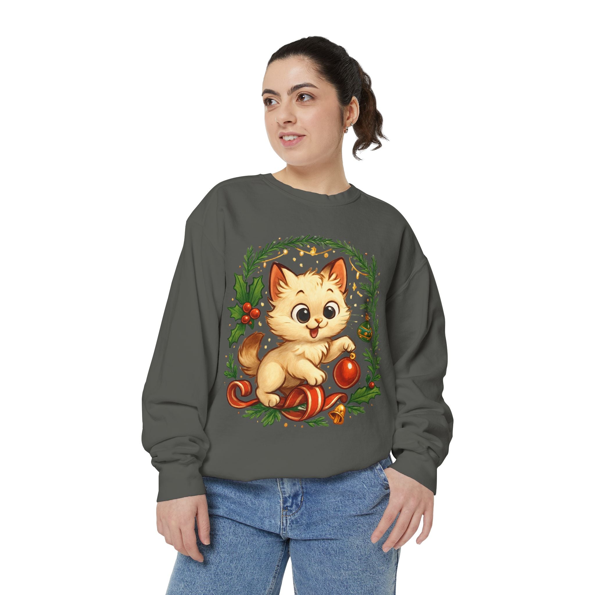 Adorable Cat, Christmas -Sweatshirt