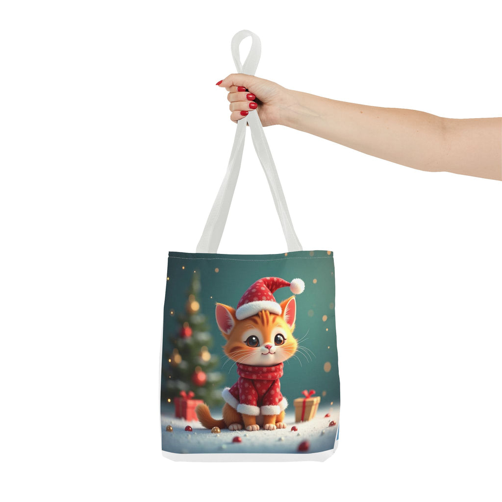 Christmas Tote Bag - Adorable Kitten and Snowman Design
