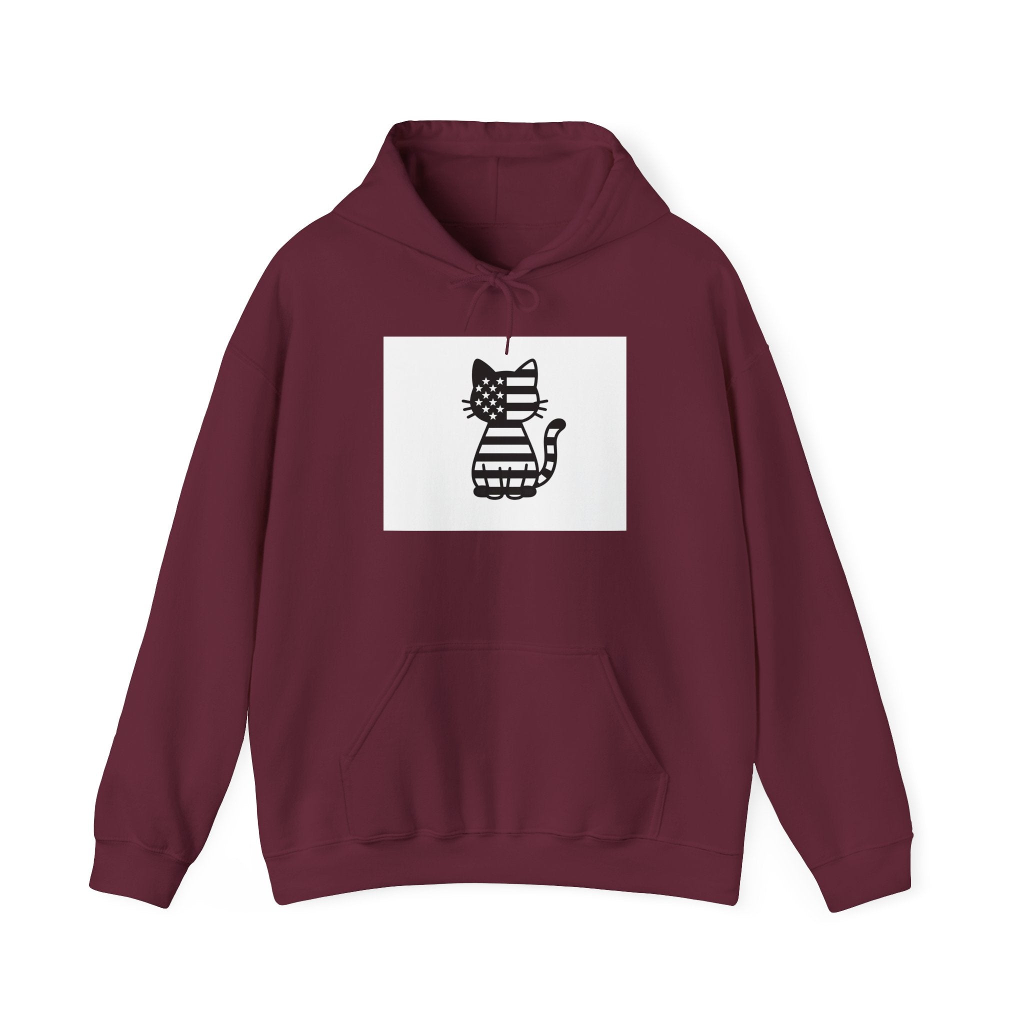 Patriotic Cat Hoodie, Cozy Cat Lover Sweatshirt, Cute Gift for Pet Owners, July 4th Apparel, Casual Everyday Wear
