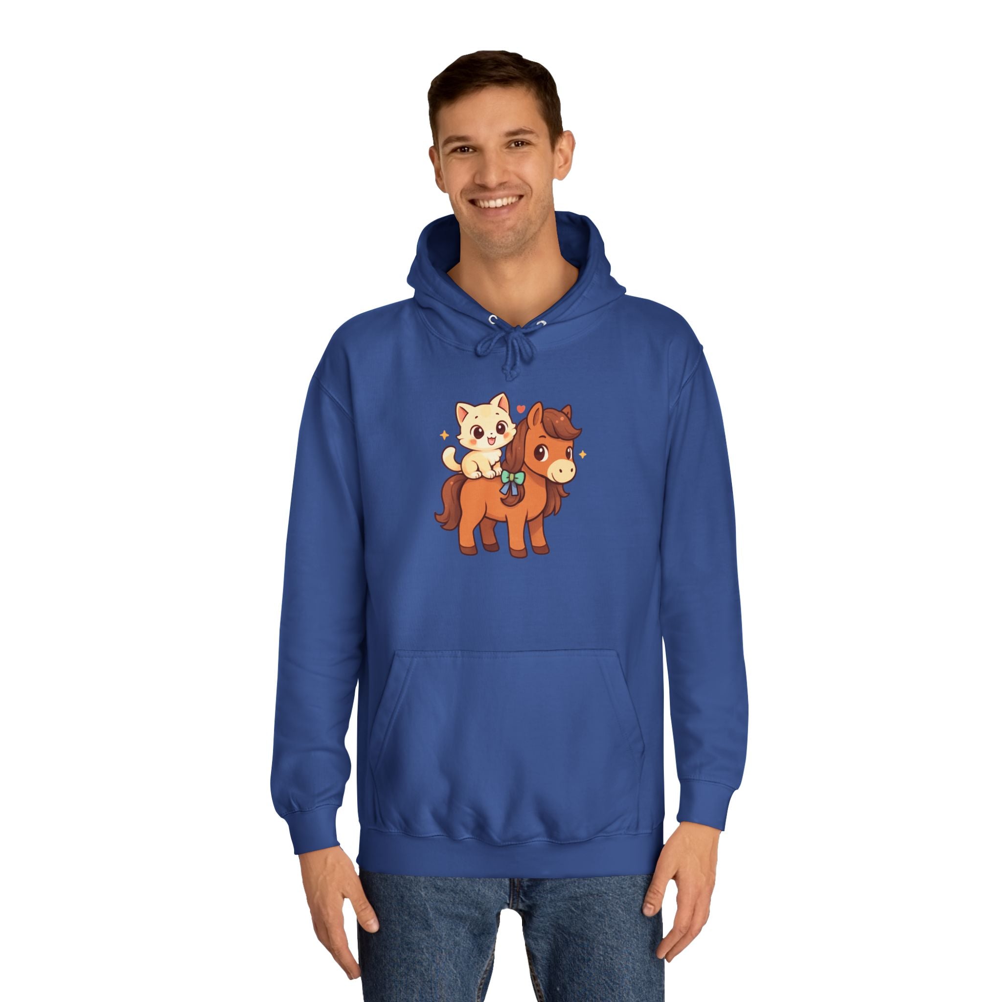 Animal Print Hoodie - Cute Kitten and Horse Design