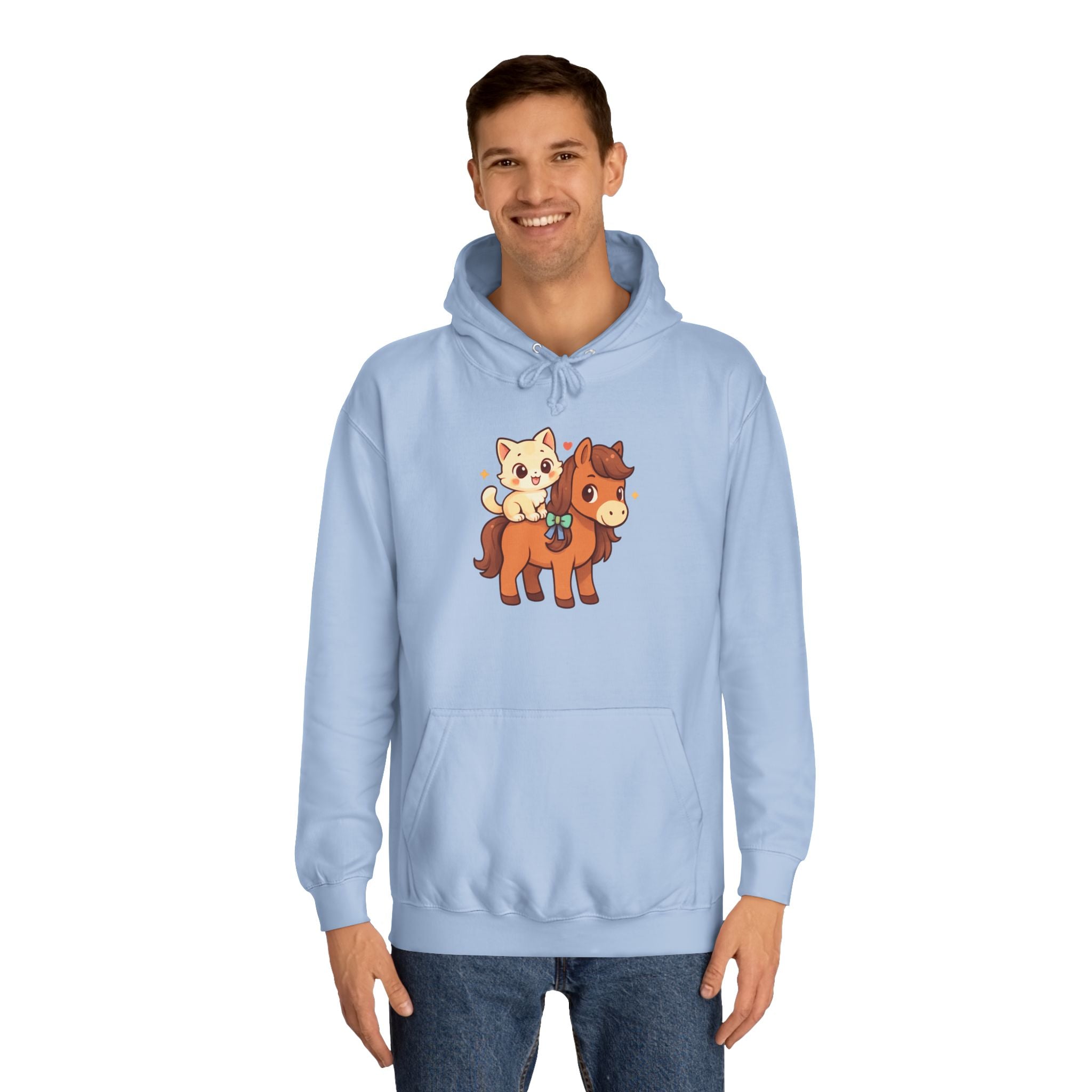 Animal Print Hoodie - Cute Kitten and Horse Design