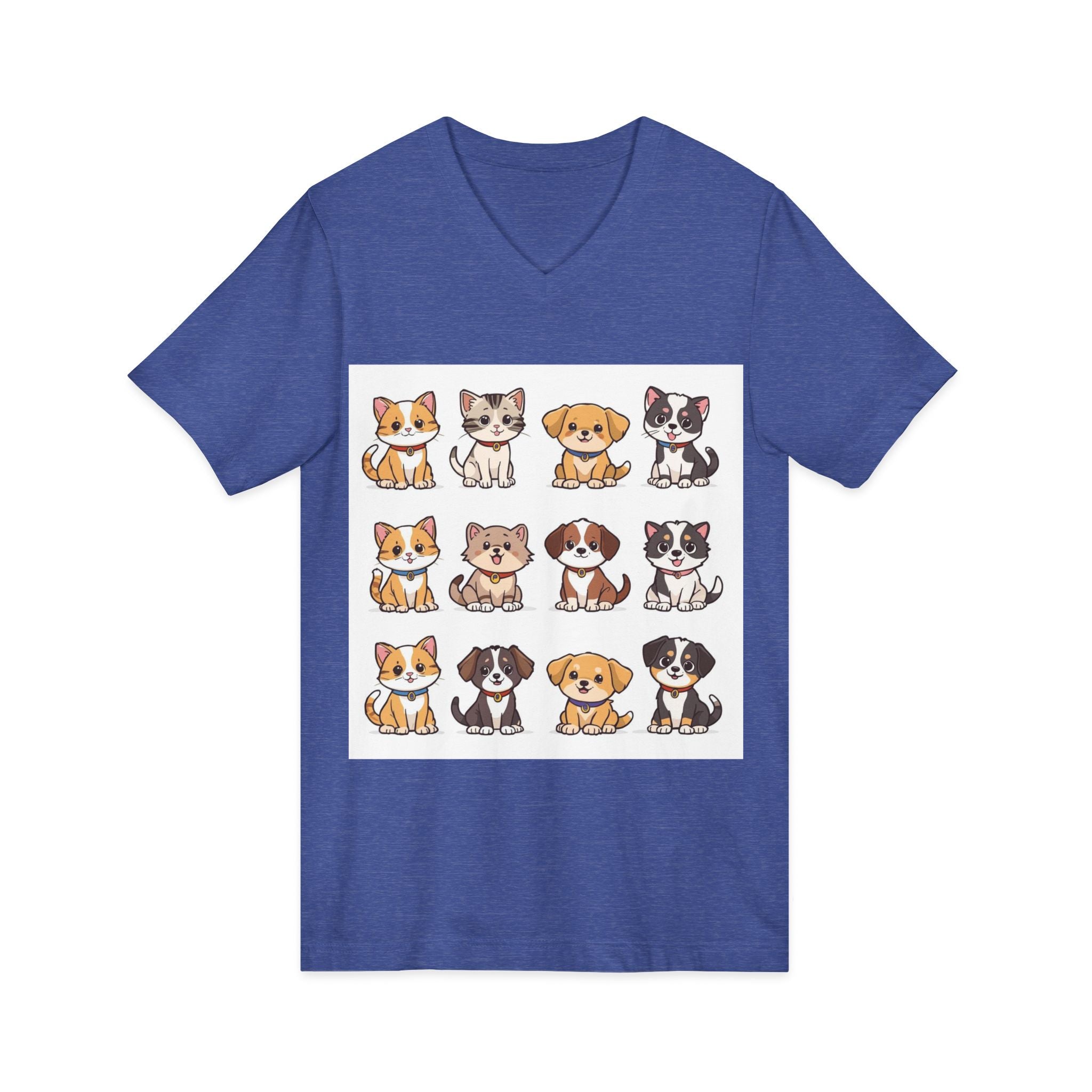 Pet Lover V-Neck Tee - Cute Kittens and Puppies T-shirt