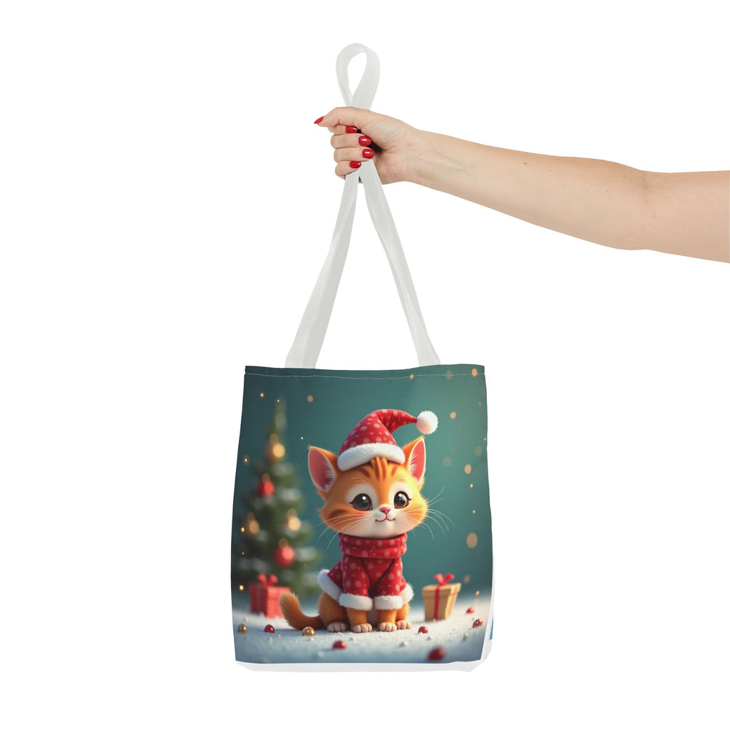 Christmas Tote Bag - Adorable Kitten and Snowman Design