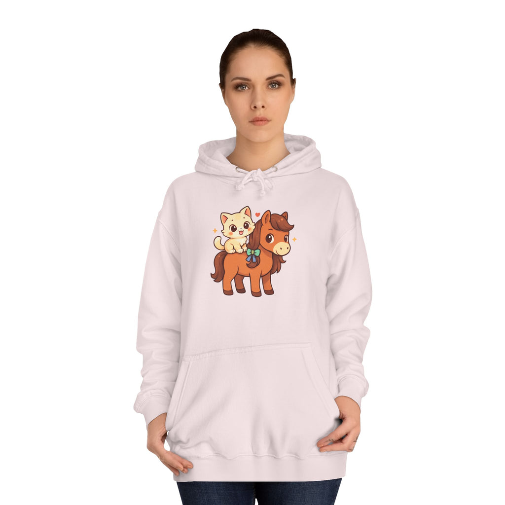 Animal Print Hoodie - Cute Kitten and Horse Design