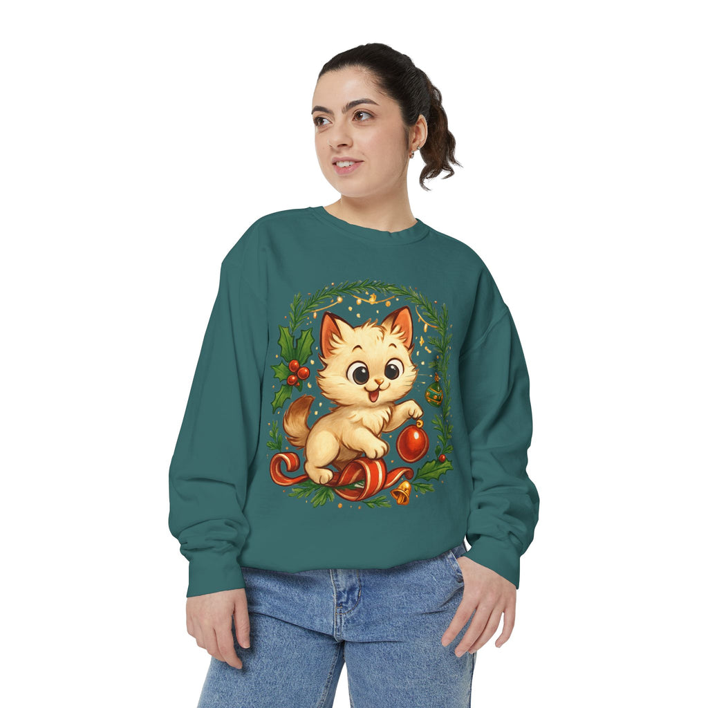 Adorable Cat, Christmas -Sweatshirt