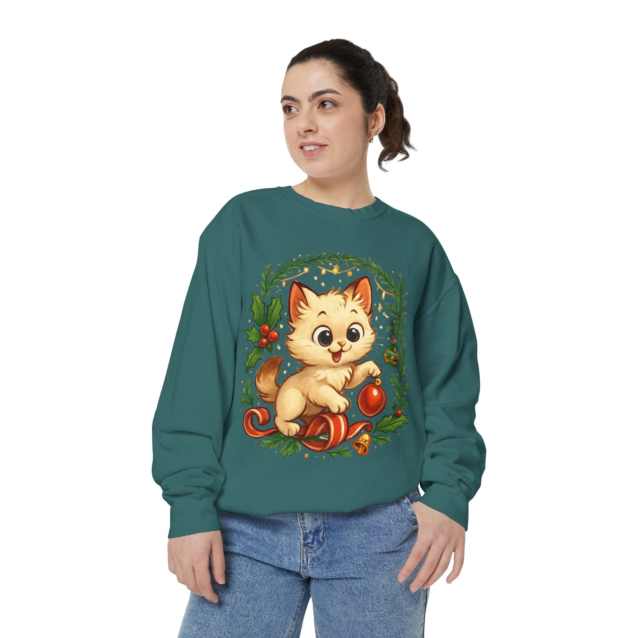 Adorable Cat, Christmas -Sweatshirt