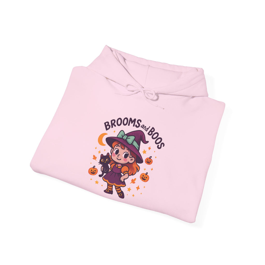 Hooded Sweatshirt Cute Halloween Witch with Cat