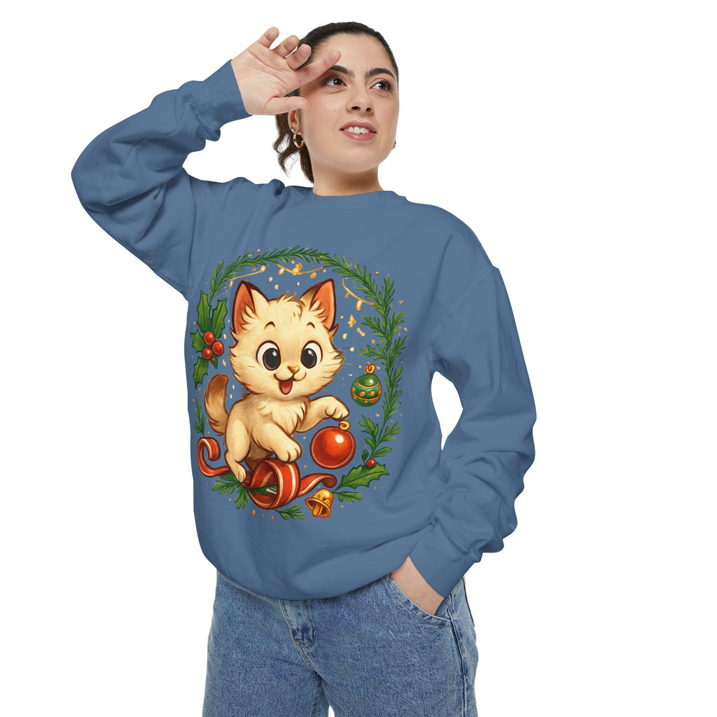 Adorable Cat, Christmas -Sweatshirt
