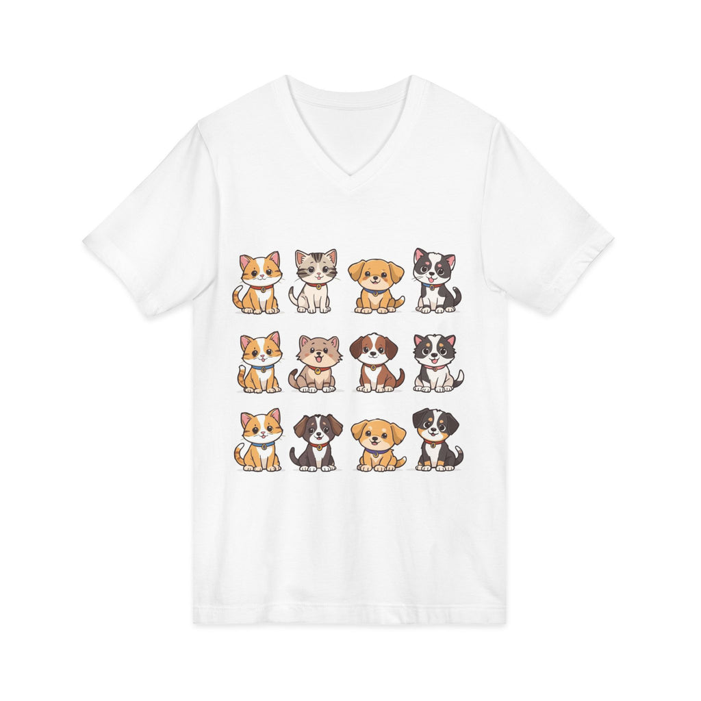 Pet Lover V-Neck Tee - Cute Kittens and Puppies T-shirt