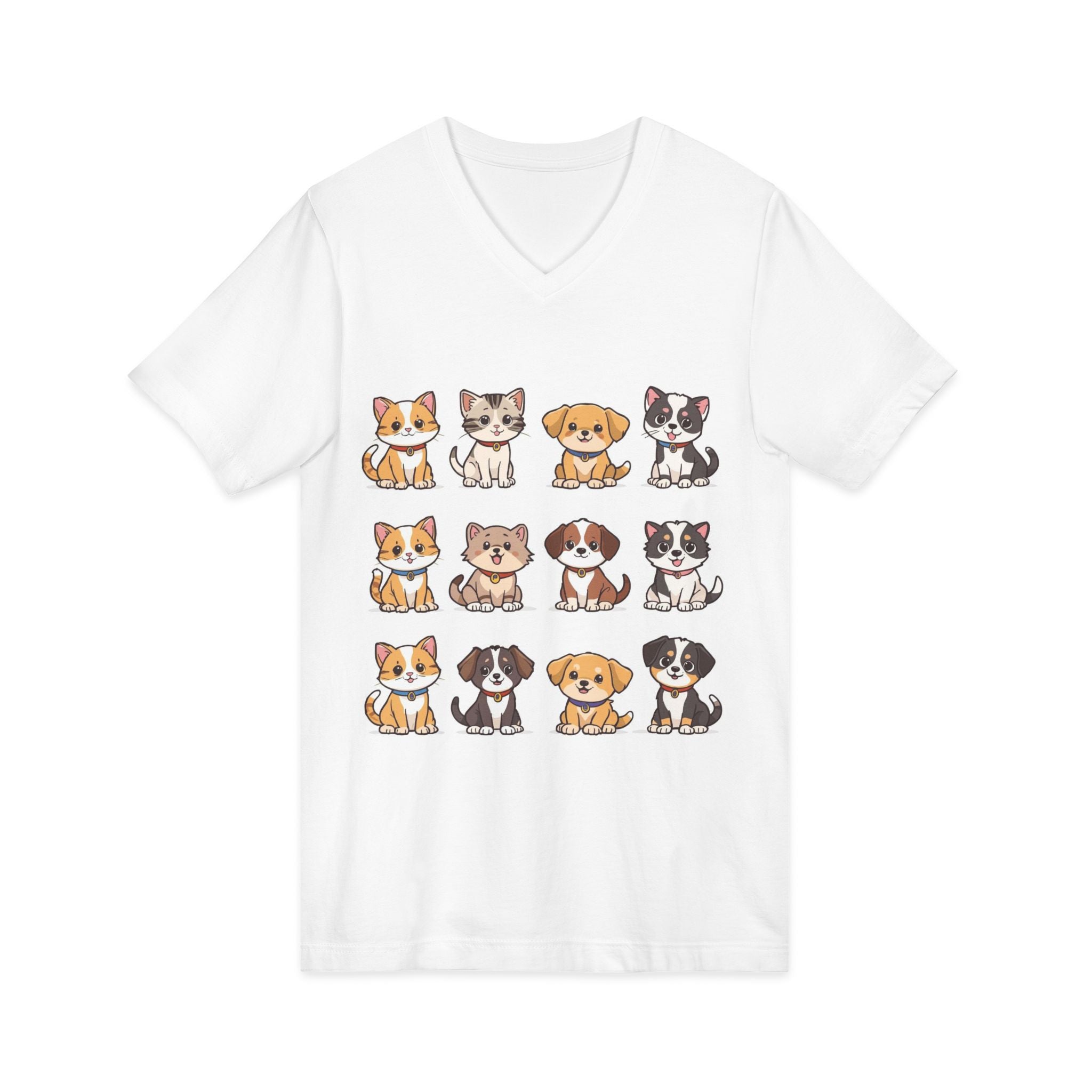 Pet Lover V-Neck Tee - Cute Kittens and Puppies T-shirt