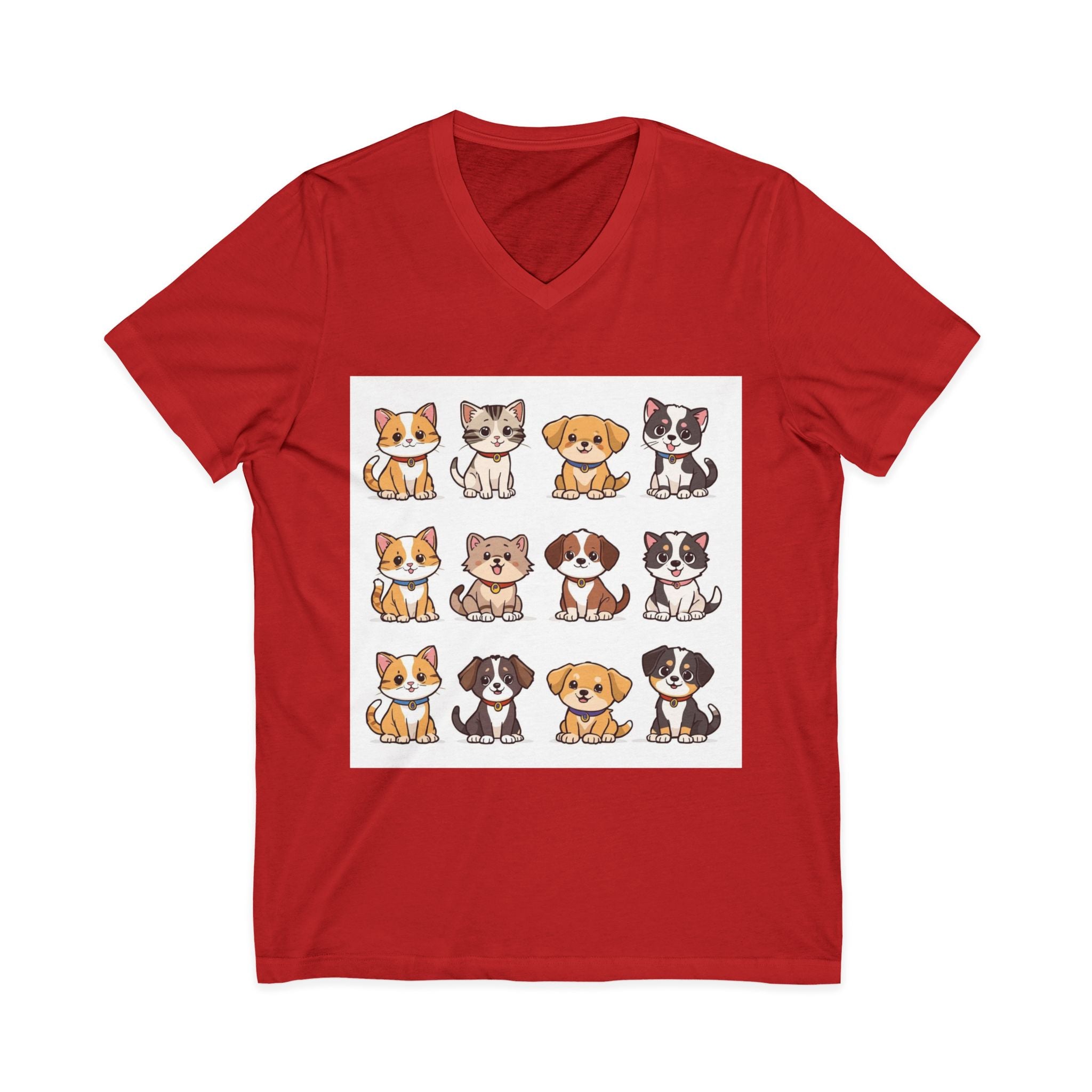 Pet Lover V-Neck Tee - Cute Kittens and Puppies T-shirt
