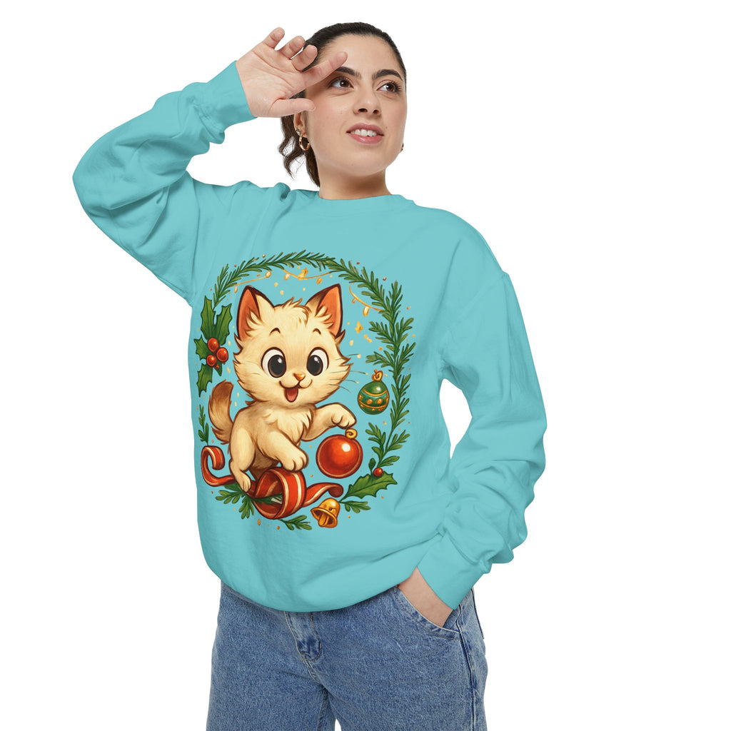 Adorable Cat, Christmas -Sweatshirt